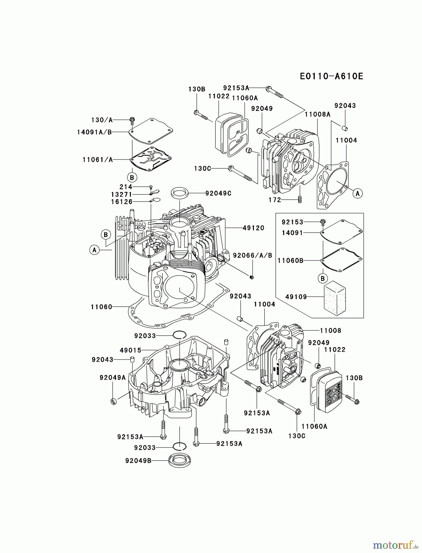  Kawasaki Motoren Motoren Vertikal FH641V - DS25 bis FS481V - BS13 FH721V-AW04 - Kawasaki FH721V 4-Stroke Engine CYLINDER/CRANKCASE