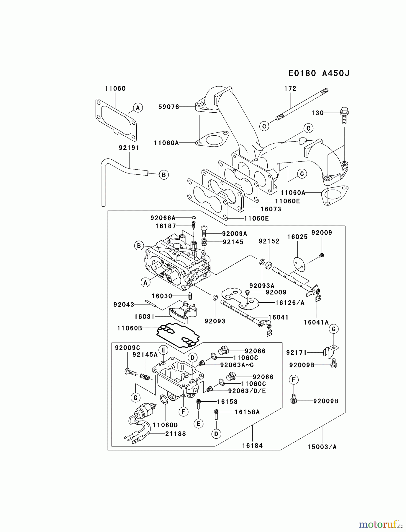  Kawasaki Motoren Motoren Vertikal FH641V - DS25 bis FS481V - BS13 FH721V-CS09 - Kawasaki FH721V 4-Stroke Engine CARBURETOR