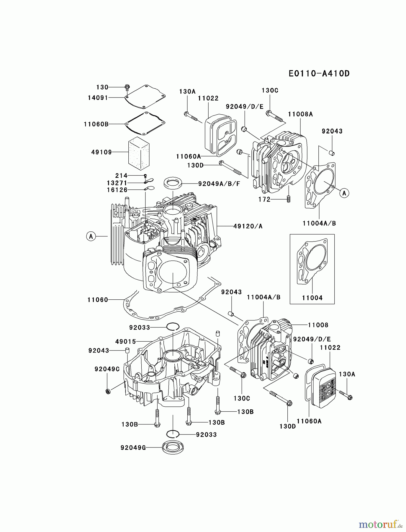  Kawasaki Motoren Motoren Vertikal FH641V - DS25 bis FS481V - BS13 FH721V-BS10 - Kawasaki FH721V 4-Stroke Engine CYLINDER/CRANKCASE