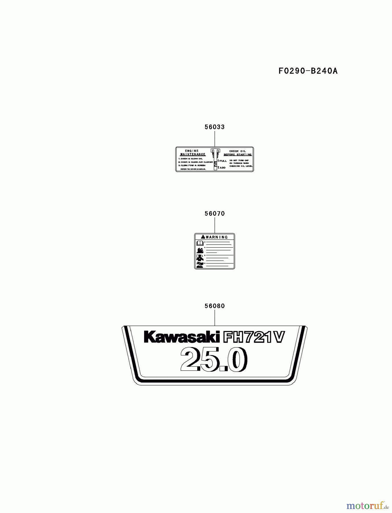  Kawasaki Motoren Motoren Vertikal FH641V - DS25 bis FS481V - BS13 FH721V-AS30 - Kawasaki FH721V 4-Stroke Engine LABEL