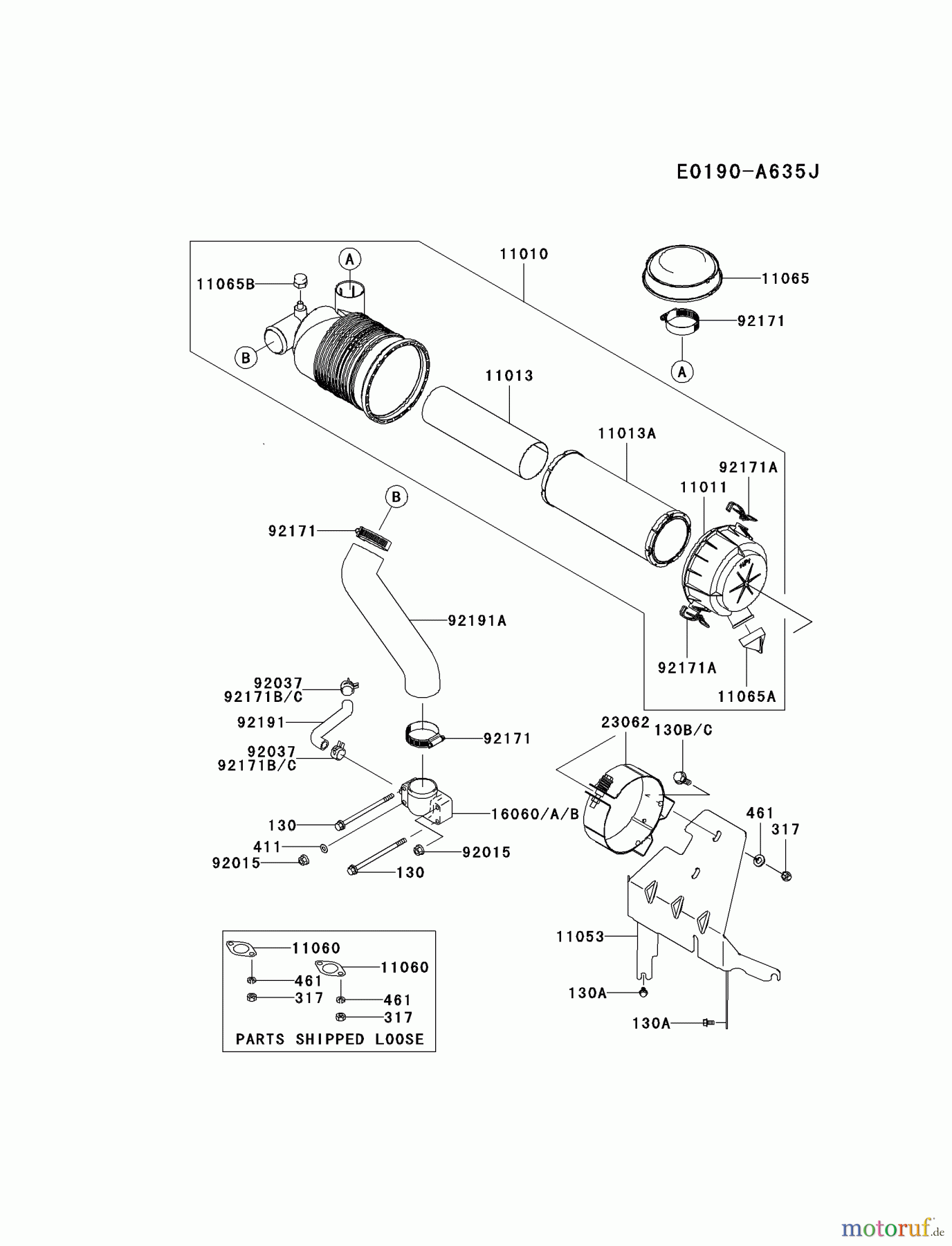  Kawasaki Motoren Motoren Vertikal FH641V - DS25 bis FS481V - BS13 FH721V-CS31 - Kawasaki FH721V 4-Stroke Engine AIR-FILTER/MUFFLER