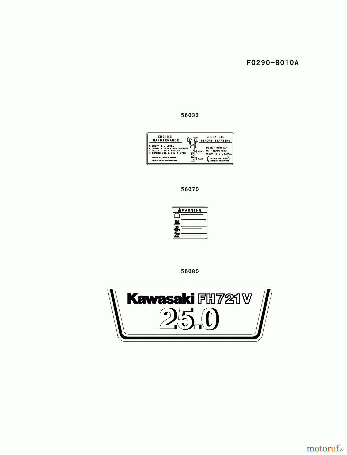  Kawasaki Motoren Motoren Vertikal FH641V - DS25 bis FS481V - BS13 FH721V-AS29 - Kawasaki FH721V 4-Stroke Engine LABEL