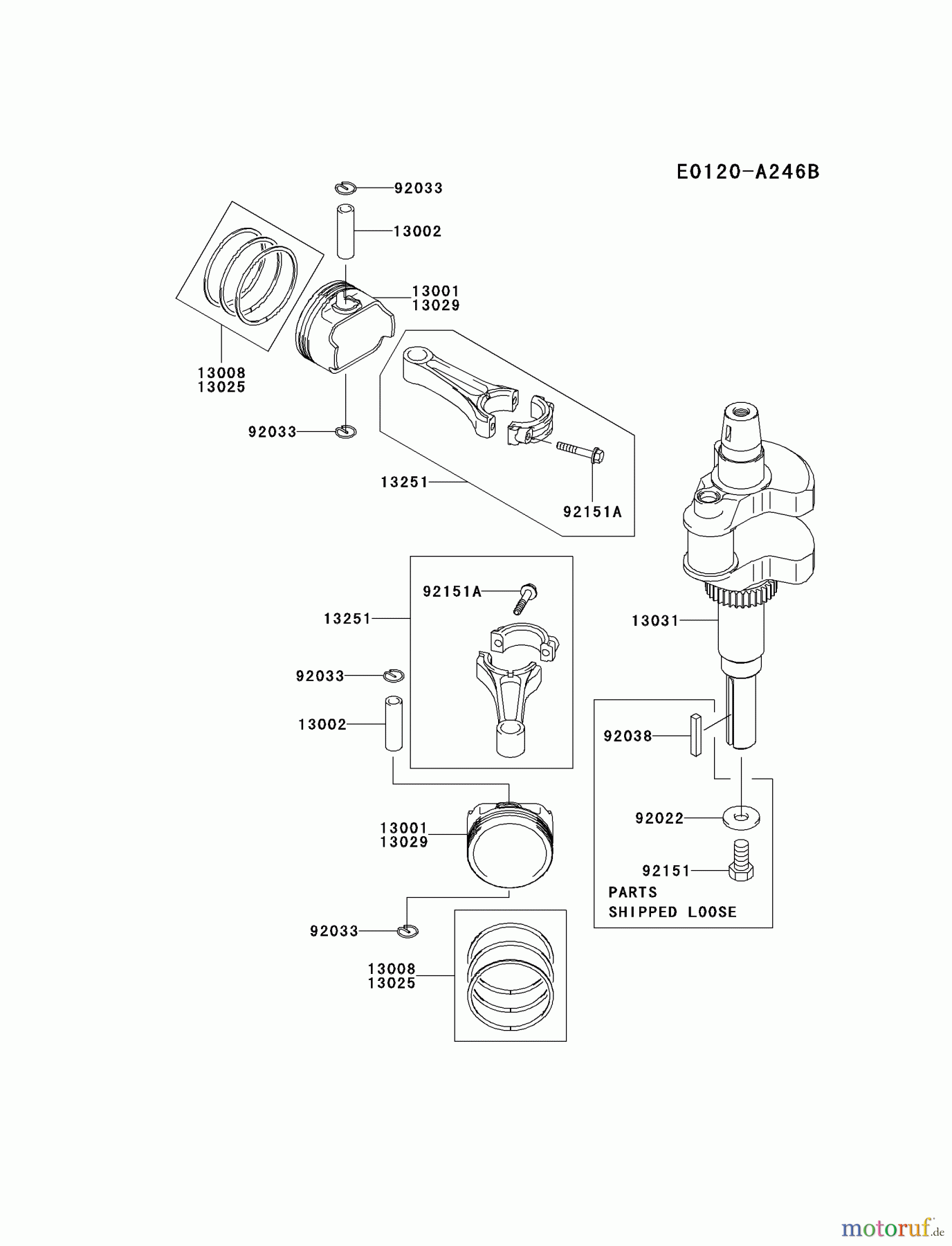  Kawasaki Motoren Motoren Vertikal FH641V - DS25 bis FS481V - BS13 FH680V-ES06 - Kawasaki FH680V 4-Stroke Engine PISTON/CRANKSHAFT