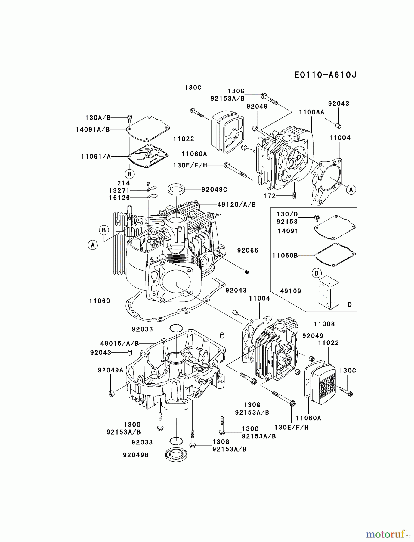  Kawasaki Motoren Motoren Vertikal FH641V - DS25 bis FS481V - BS13 FH721V-DS16 - Kawasaki FH721V 4-Stroke Engine CYLINDER/CRANKCASE #2