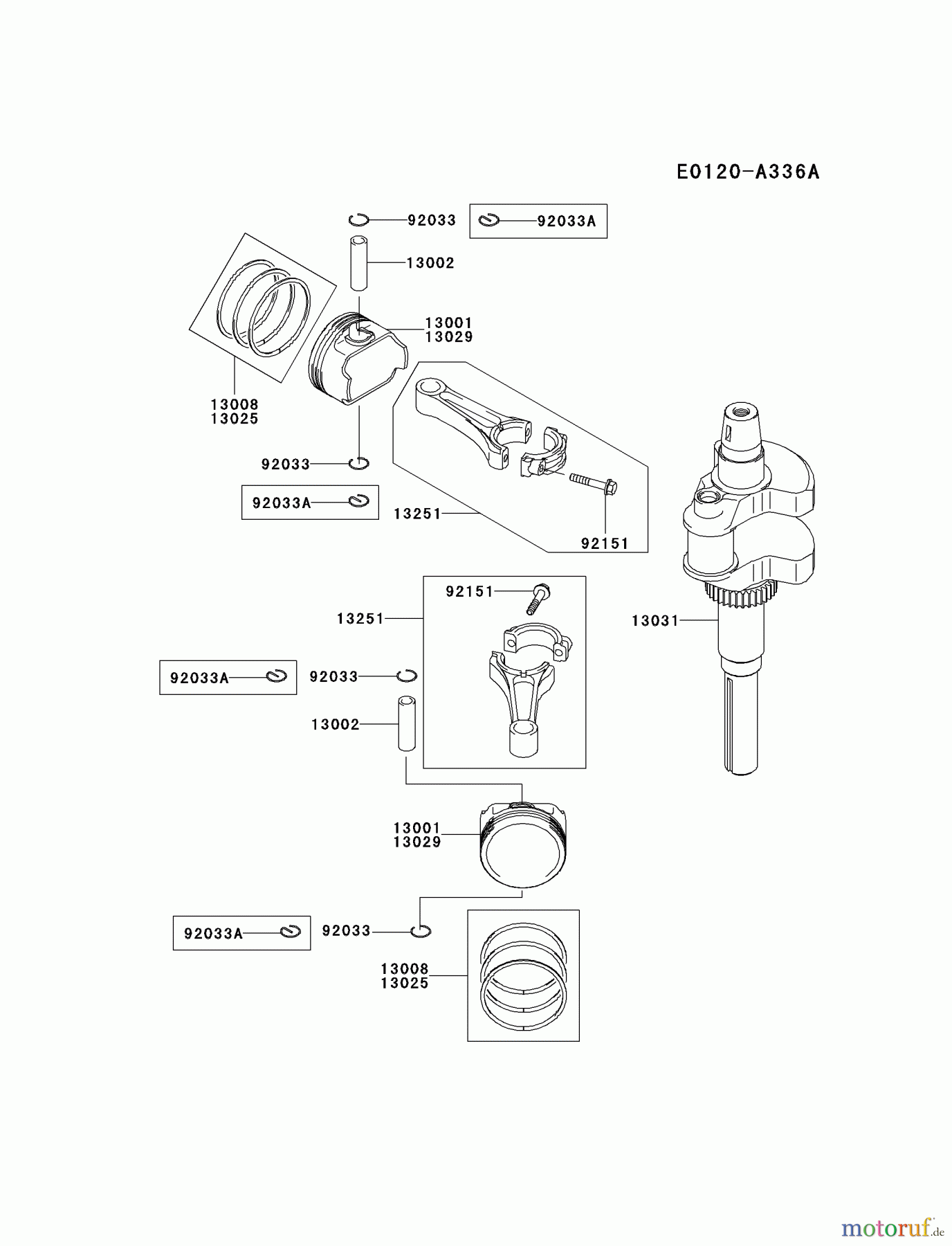  Kawasaki Motoren Motoren Vertikal FH641V - DS25 bis FS481V - BS13 FH721V-DS19 - Kawasaki FH721V 4-Stroke Engine PISTON/CRANKSHAFT