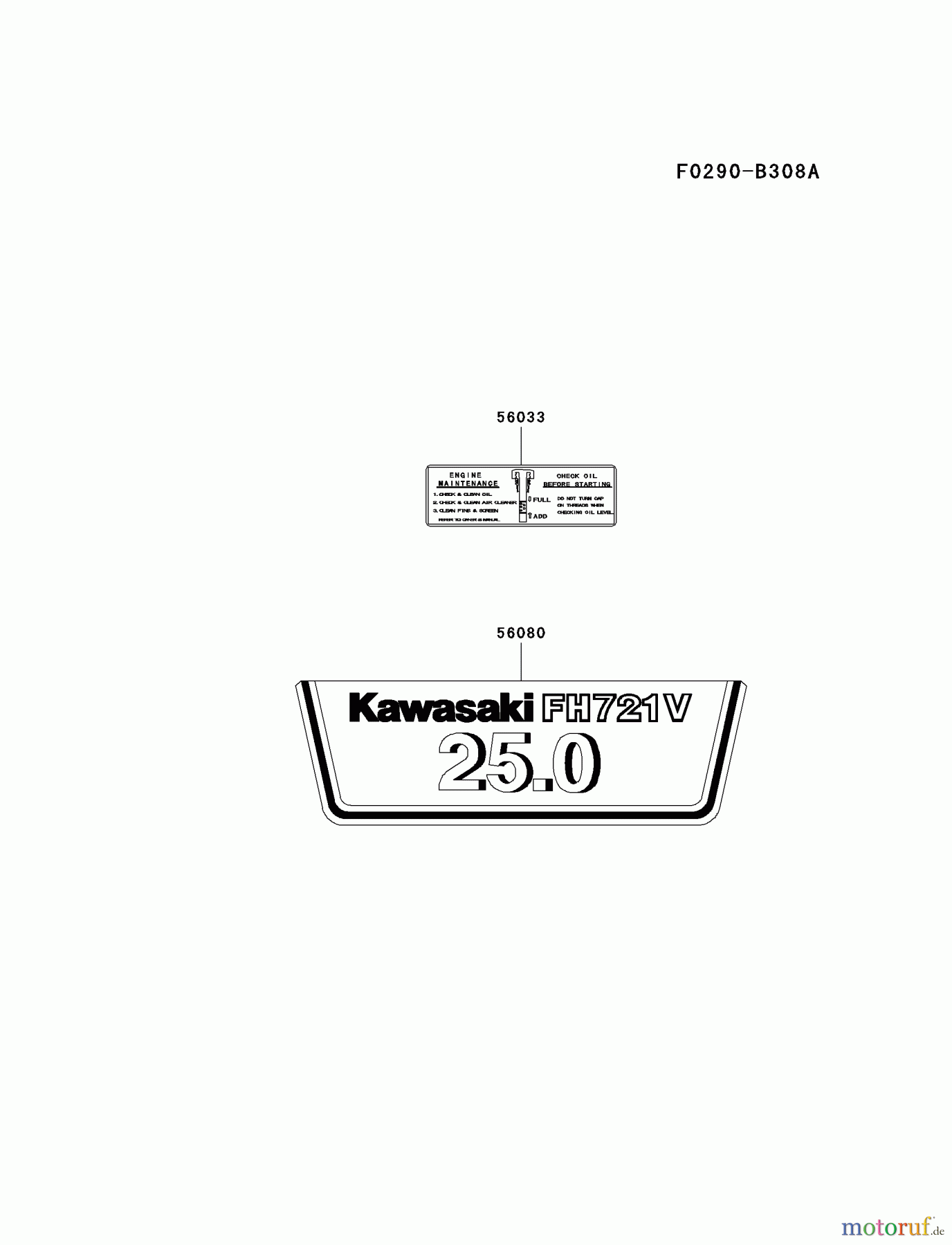  Kawasaki Motoren Motoren Vertikal FH641V - DS25 bis FS481V - BS13 FH721V-CS20 - Kawasaki FH721V 4-Stroke Engine LABEL