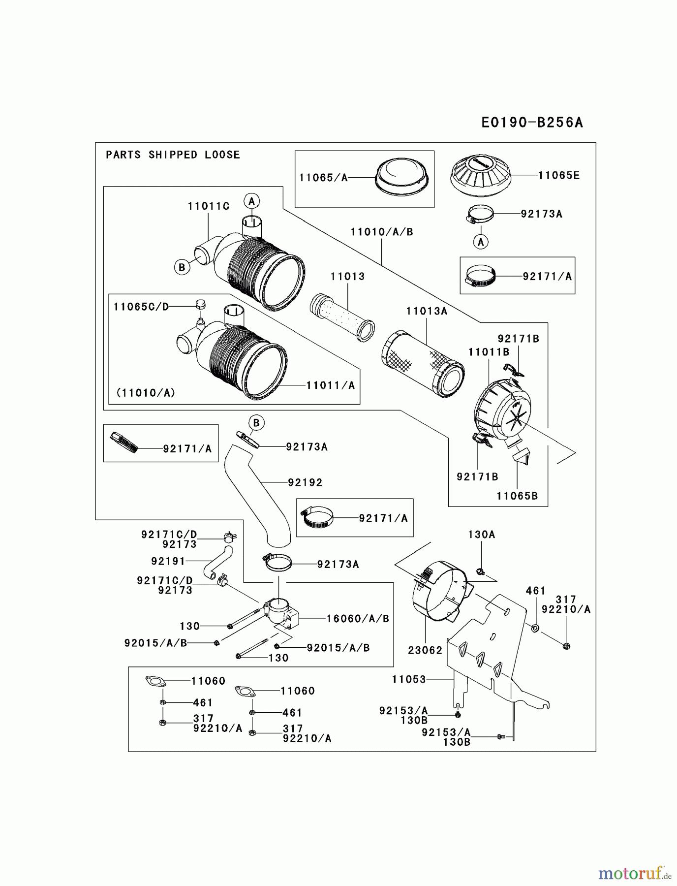  Kawasaki Motoren Motoren Vertikal FH641V - DS25 bis FS481V - BS13 FH721V-ES24 - Kawasaki FH721V 4-Stroke Engine AIR-FILTER/MUFFLER #1