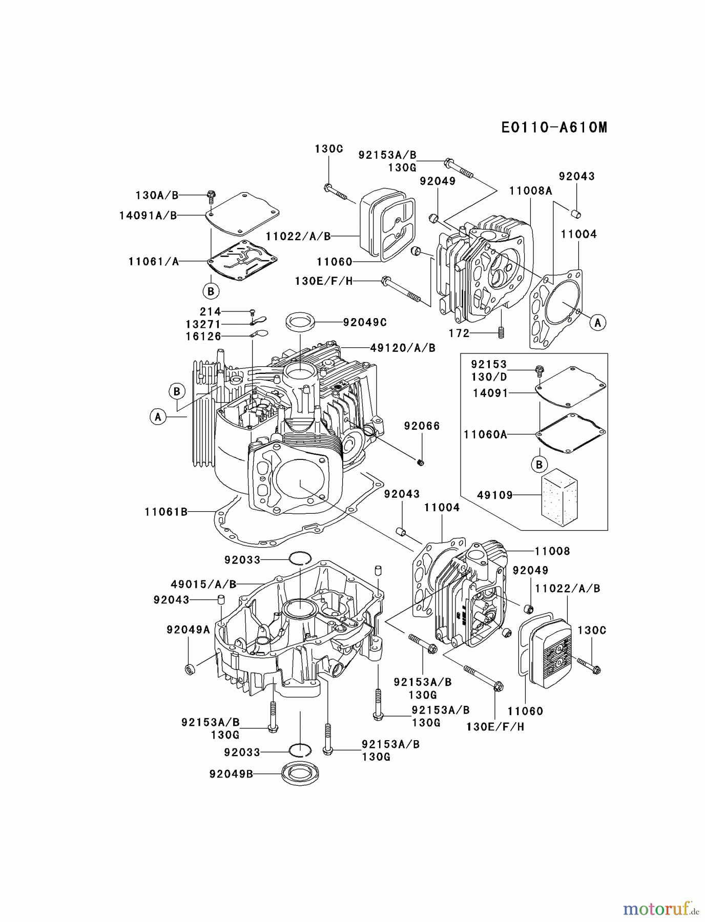  Kawasaki Motoren Motoren Vertikal FH641V - DS25 bis FS481V - BS13 FH721V-FS01 - Kawasaki FH721V 4-Stroke Engine CYLINDER/CRANKCASE #2