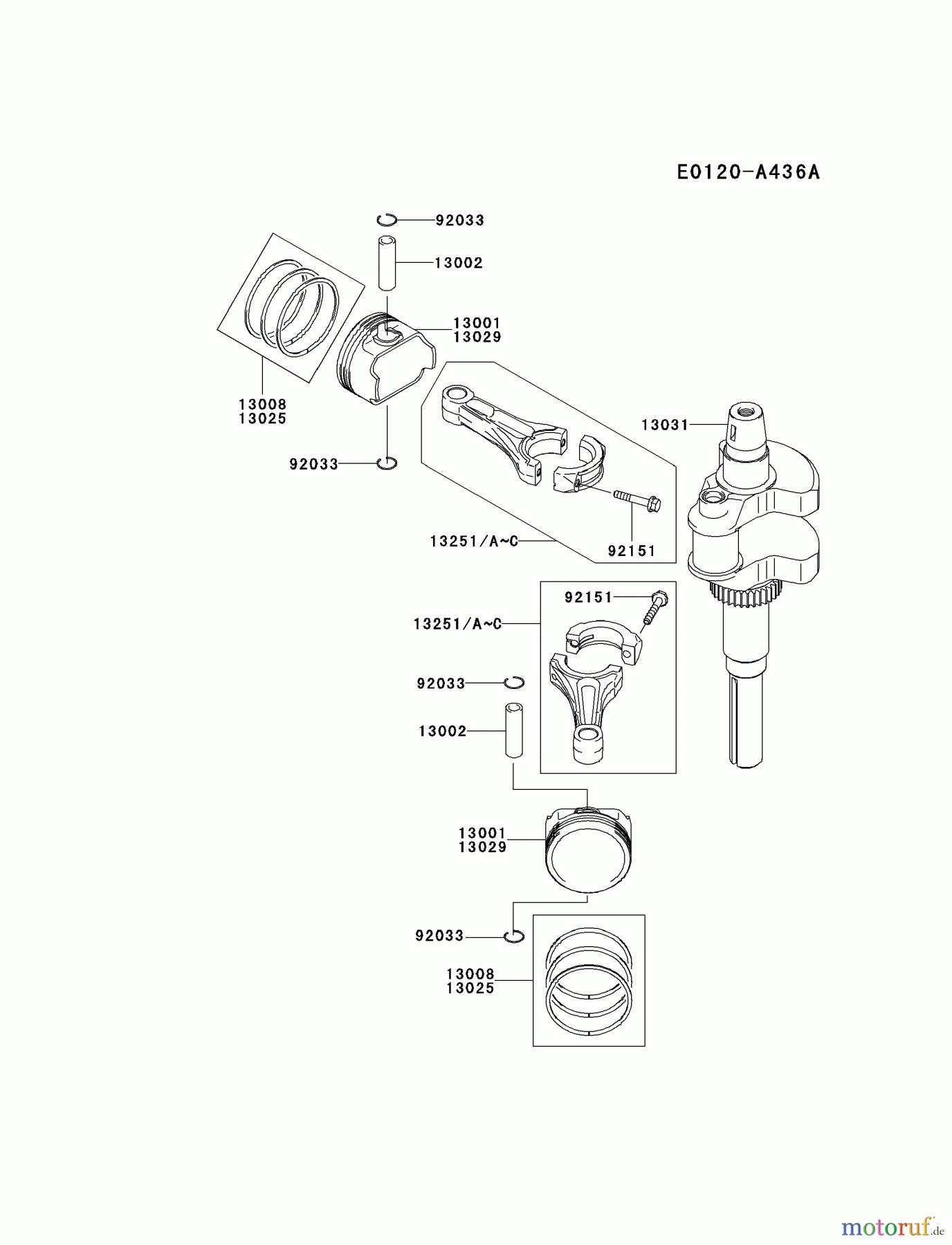  Kawasaki Motoren Motoren Vertikal FH641V - DS25 bis FS481V - BS13 FH721V-ES24 - Kawasaki FH721V 4-Stroke Engine PISTON/CRANKSHAFT