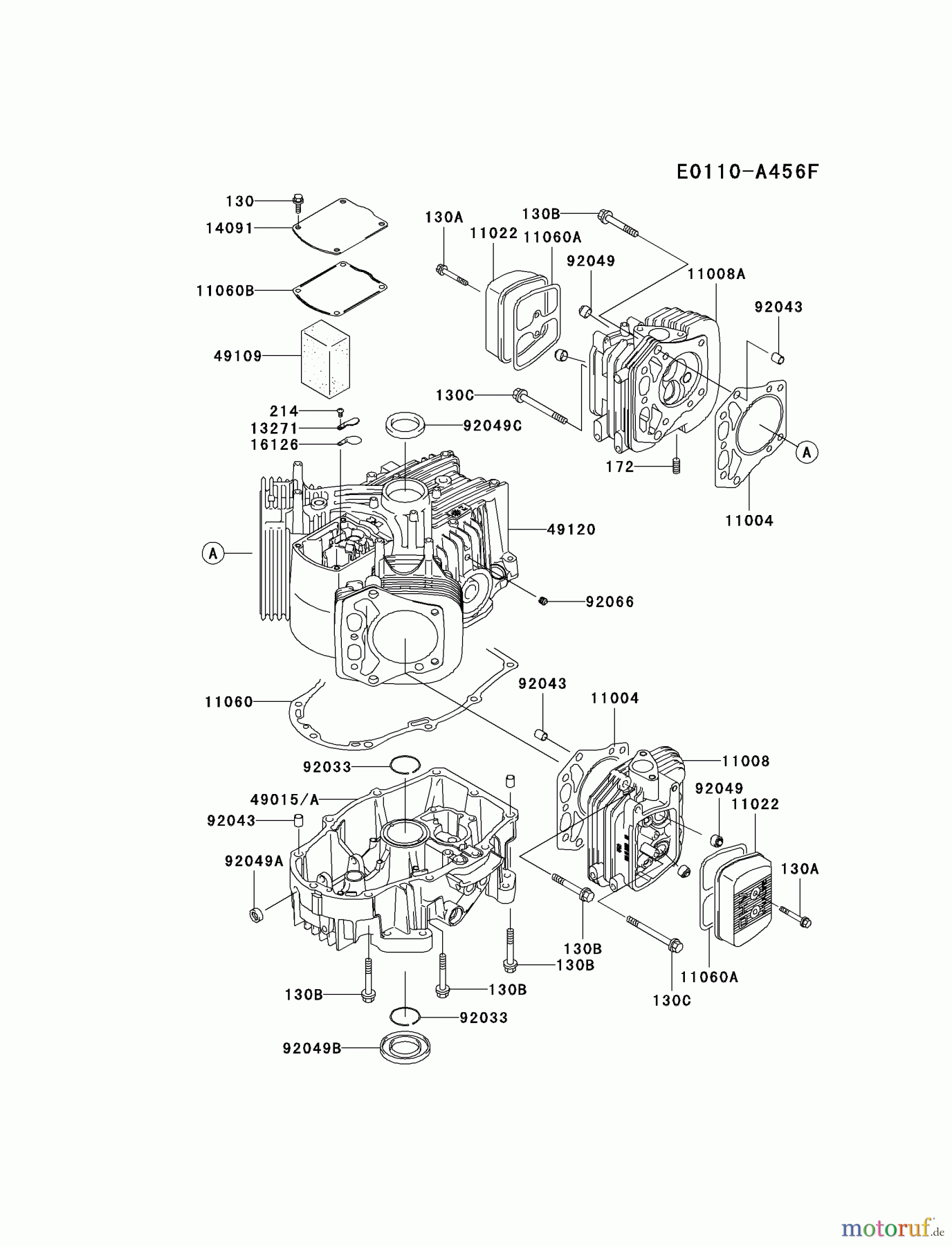  Kawasaki Motoren Motoren Vertikal FH641V - DS25 bis FS481V - BS13 FH721V-DS29 - Kawasaki FH721V 4-Stroke Engine CYLINDER/CRANKCASE