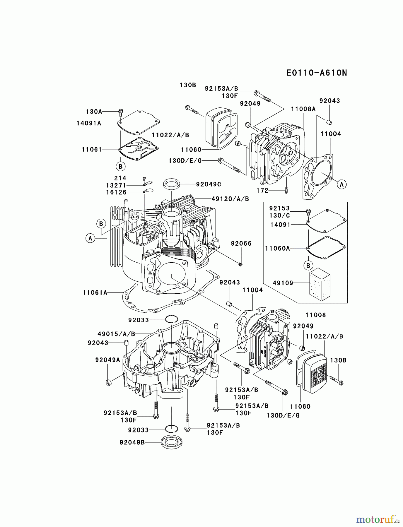  Kawasaki Motoren Motoren Vertikal FH641V - DS25 bis FS481V - BS13 FH721V-FS13 - Kawasaki FH721V 4-Stroke Engine CYLINDER/CRANKCASE