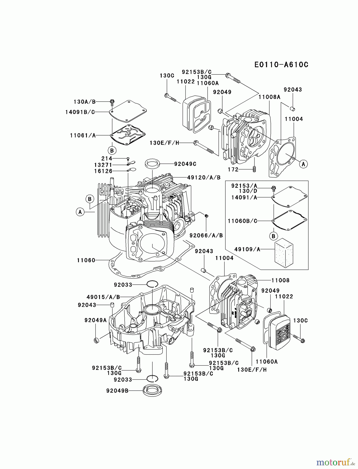  Kawasaki Motoren Motoren Vertikal FH641V - DS25 bis FS481V - BS13 FH721V-FS21 - Kawasaki FH721V 4-Stroke Engine CYLINDER/CRANKCASE #2