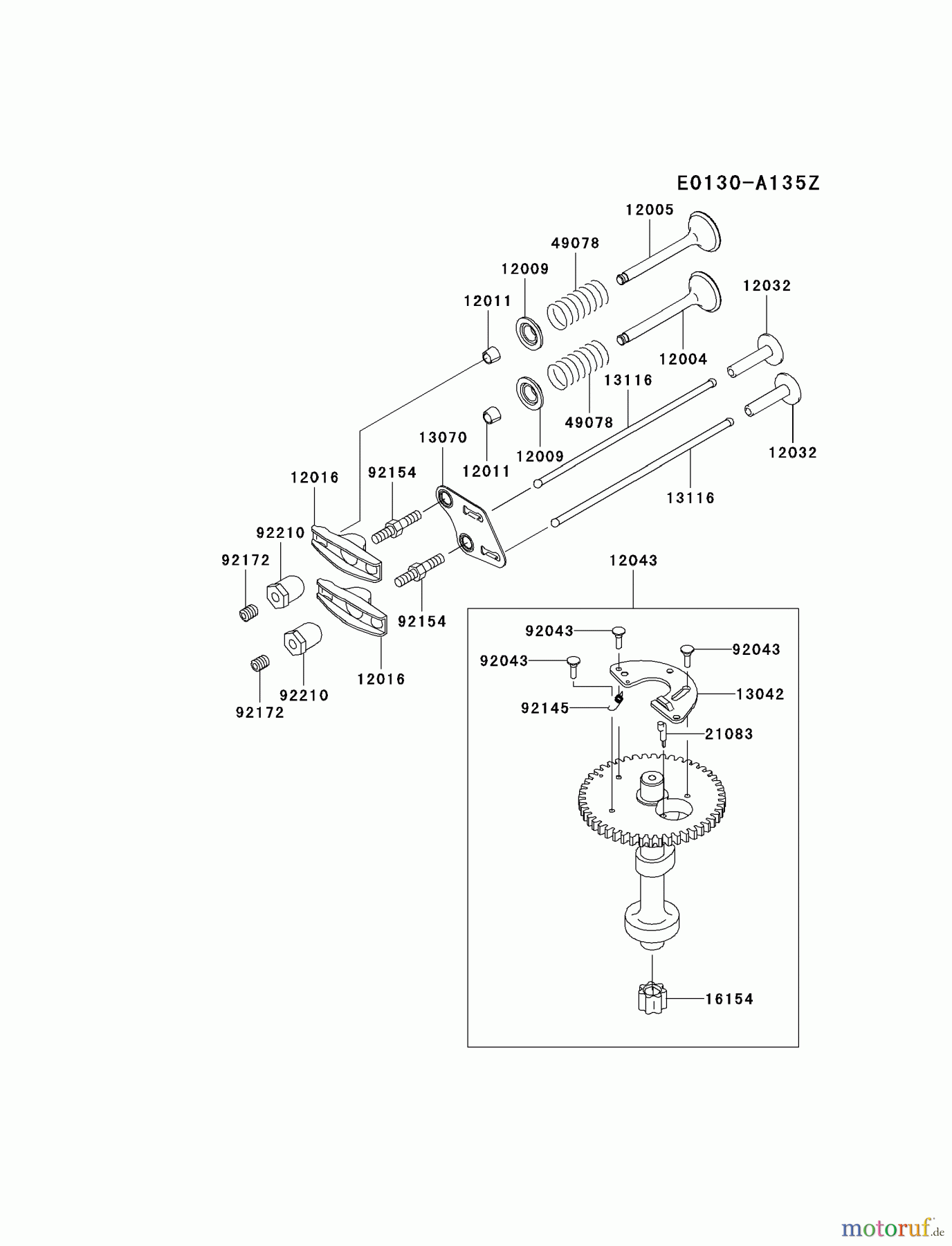  Kawasaki Motoren Motoren Vertikal FH641V - DS25 bis FS481V - BS13 FJ180V-AM10 - Kawasaki FJ180V 4-Stroke Engine VALVE/CAMSHAFT