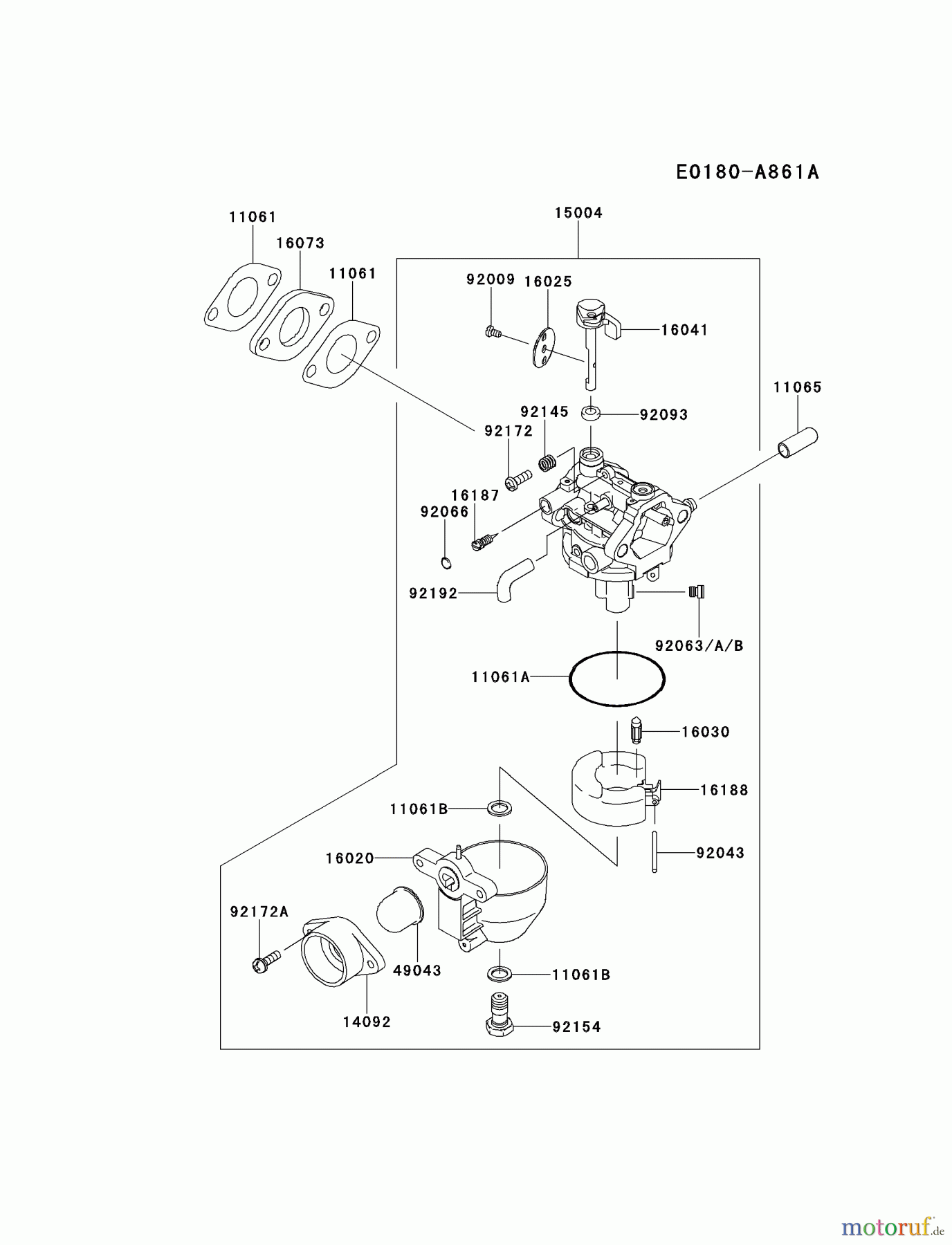  Kawasaki Motoren Motoren Vertikal FH641V - DS25 bis FS481V - BS13 FJ180V-AM12 - Kawasaki FJ180V 4-Stroke Engine CARBURETOR