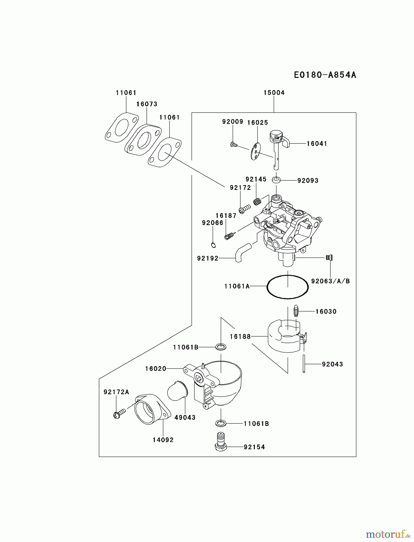  Kawasaki Motoren Motoren Vertikal FH641V - DS25 bis FS481V - BS13 FJ180V-AM11 - Kawasaki FJ180V 4-Stroke Engine CARBURETOR