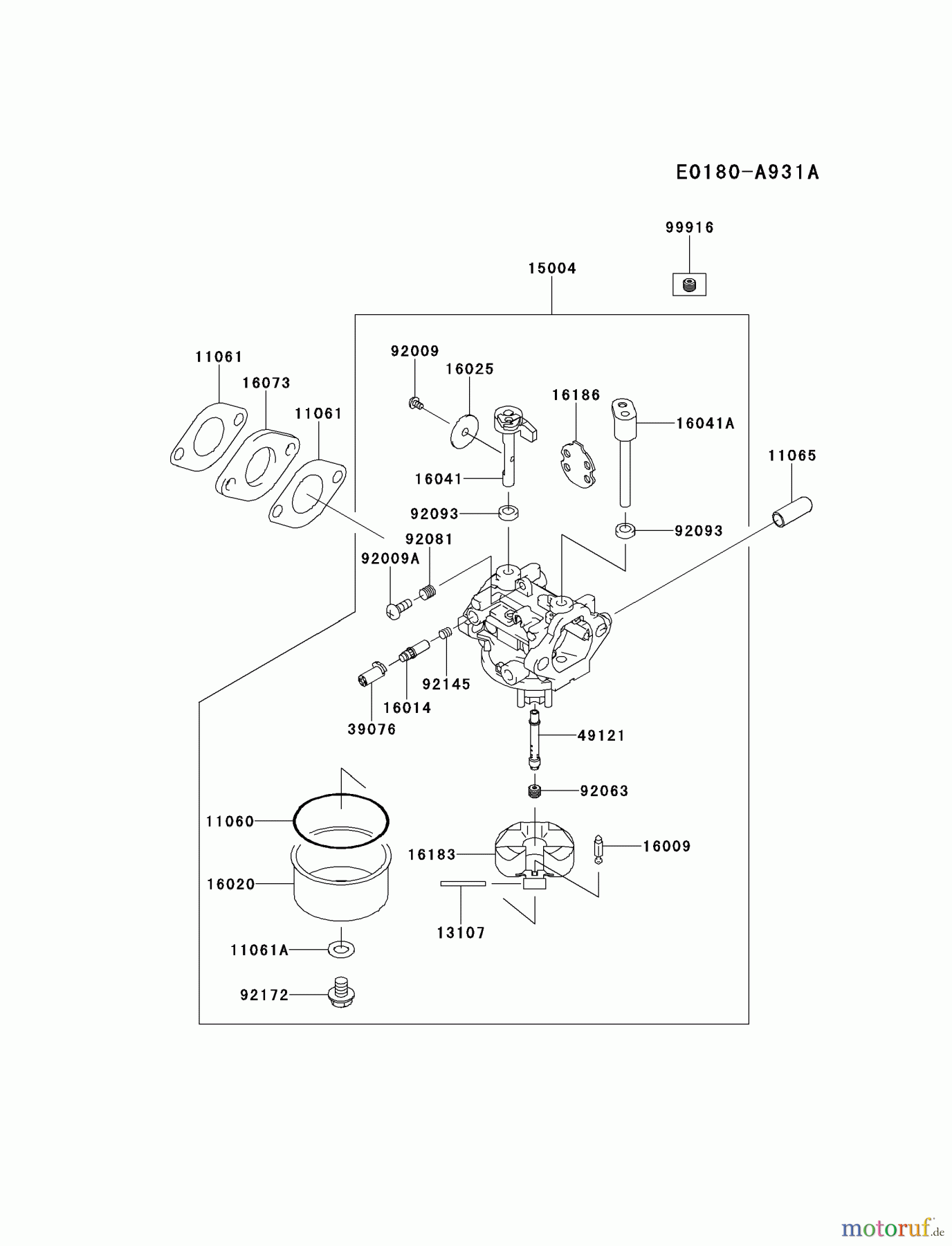  Kawasaki Motoren Motoren Vertikal FH641V - DS25 bis FS481V - BS13 FJ180V-AM21 - Kawasaki FJ180V 4-Stroke Engine CARBURETOR