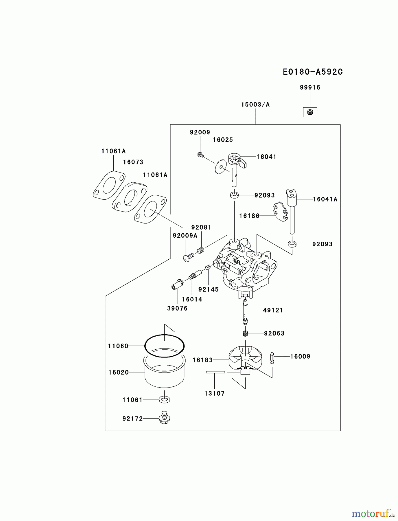  Kawasaki Motoren Motoren Vertikal FH641V - DS25 bis FS481V - BS13 FJ180V-AS15 - Kawasaki FJ180V 4-Stroke Engine CARBURETOR