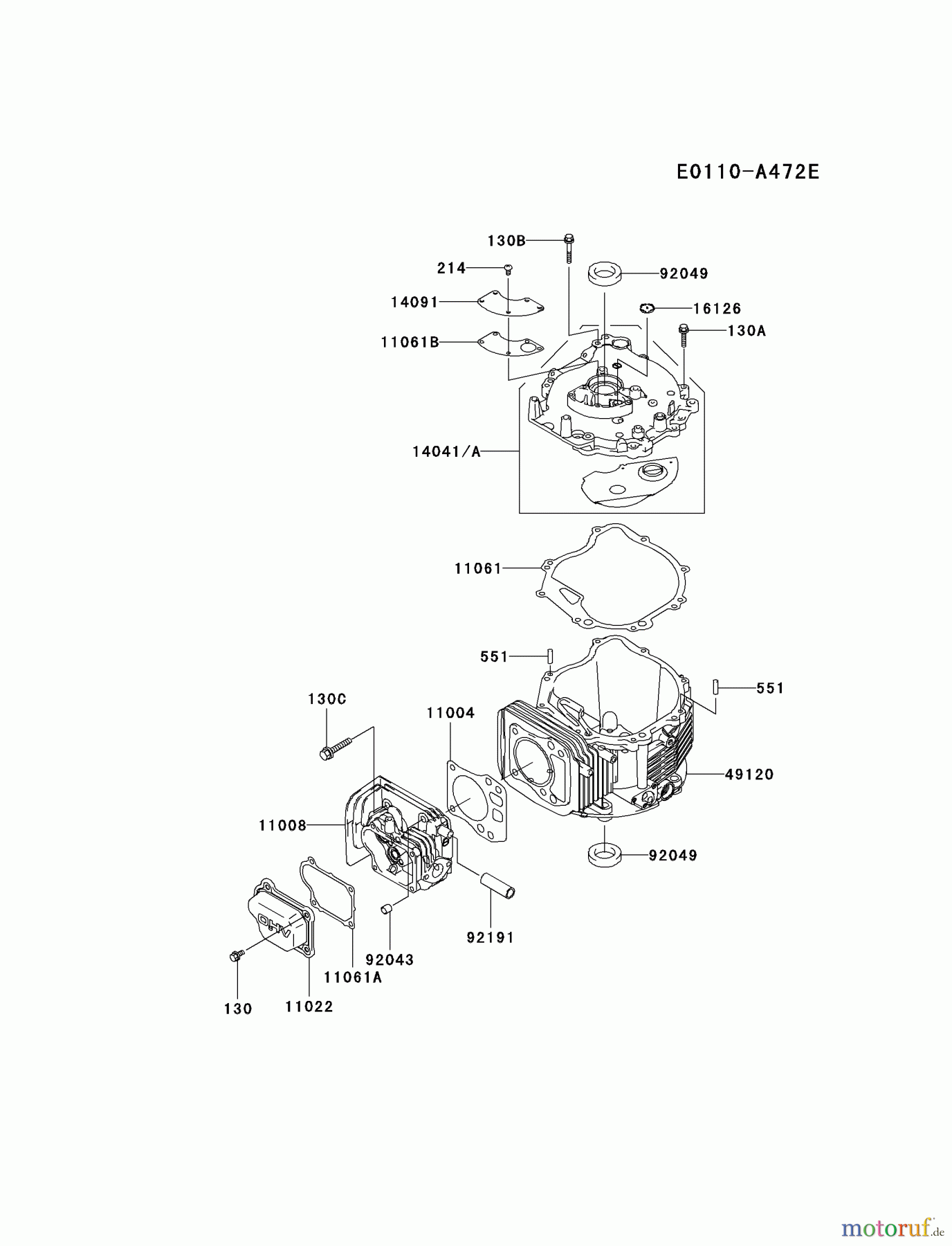  Kawasaki Motoren Motoren Vertikal FH641V - DS25 bis FS481V - BS13 FJ180V-AS15 - Kawasaki FJ180V 4-Stroke Engine CYLINDER/CRANKCASE