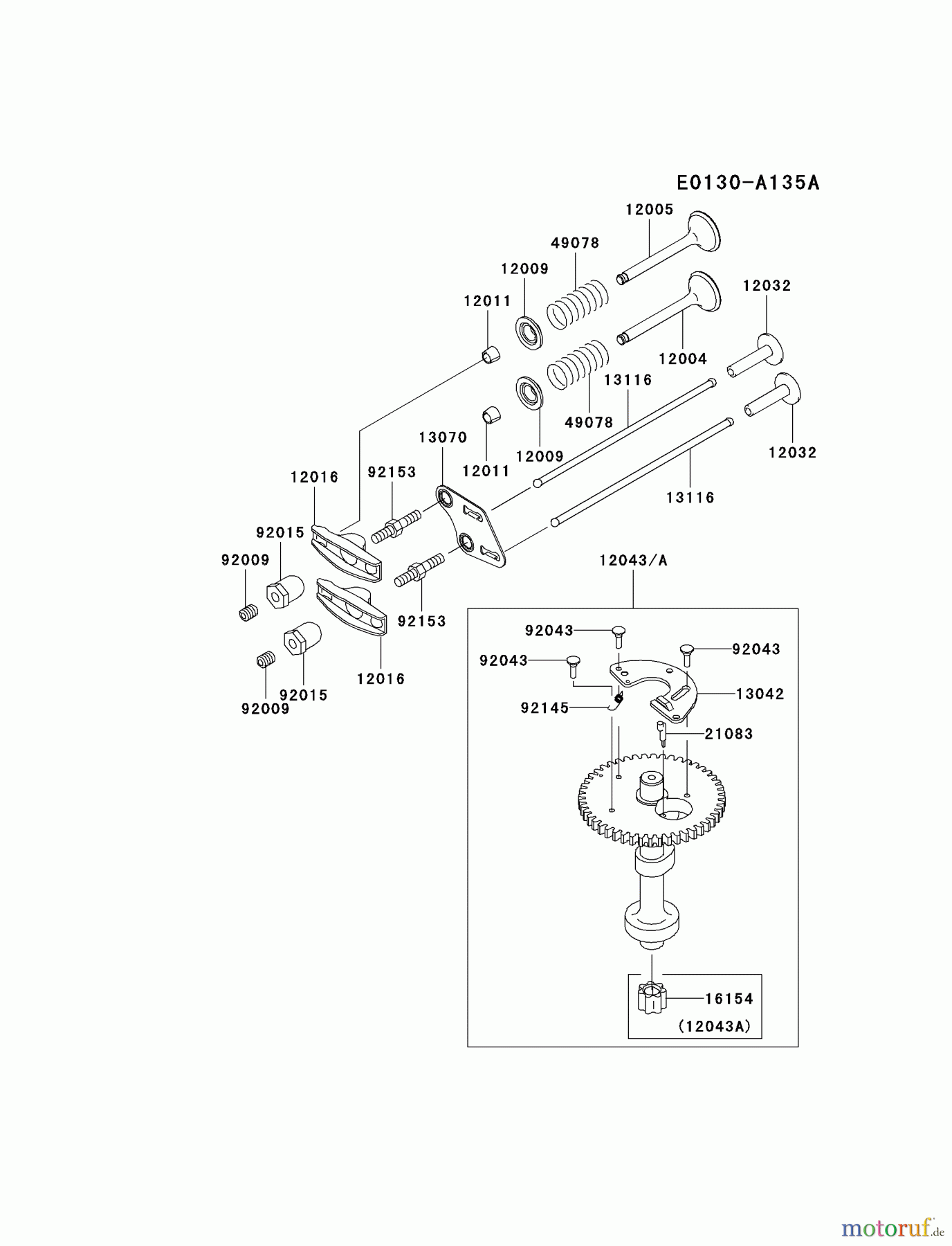  Kawasaki Motoren Motoren Vertikal FH641V - DS25 bis FS481V - BS13 FJ180V-AS15 - Kawasaki FJ180V 4-Stroke Engine VALVE/CAMSHAFT