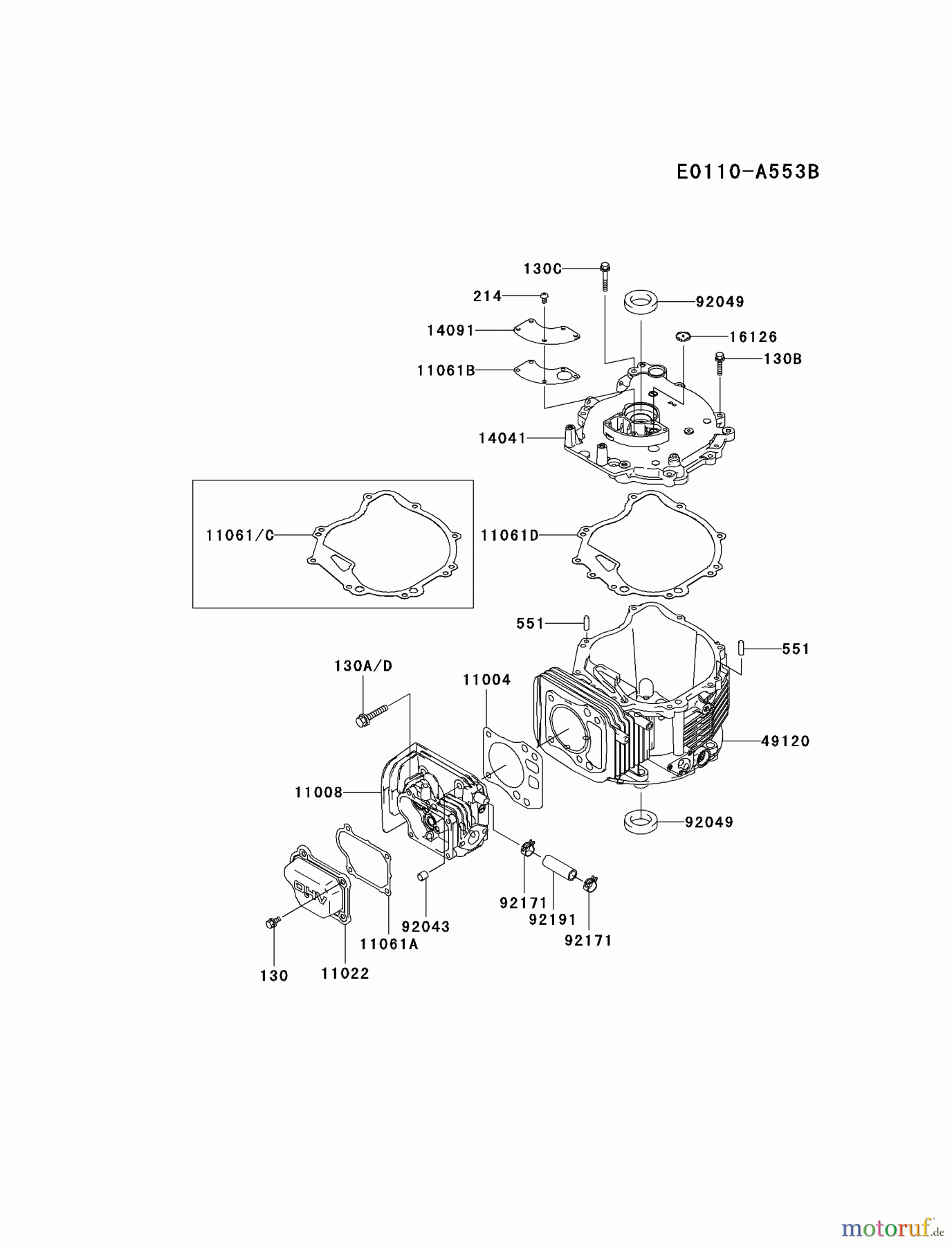  Kawasaki Motoren Motoren Vertikal FH641V - DS25 bis FS481V - BS13 FJ180V-AS24 - Kawasaki FJ180V 4-Stroke Engine CYLINDER/CRANKCASE