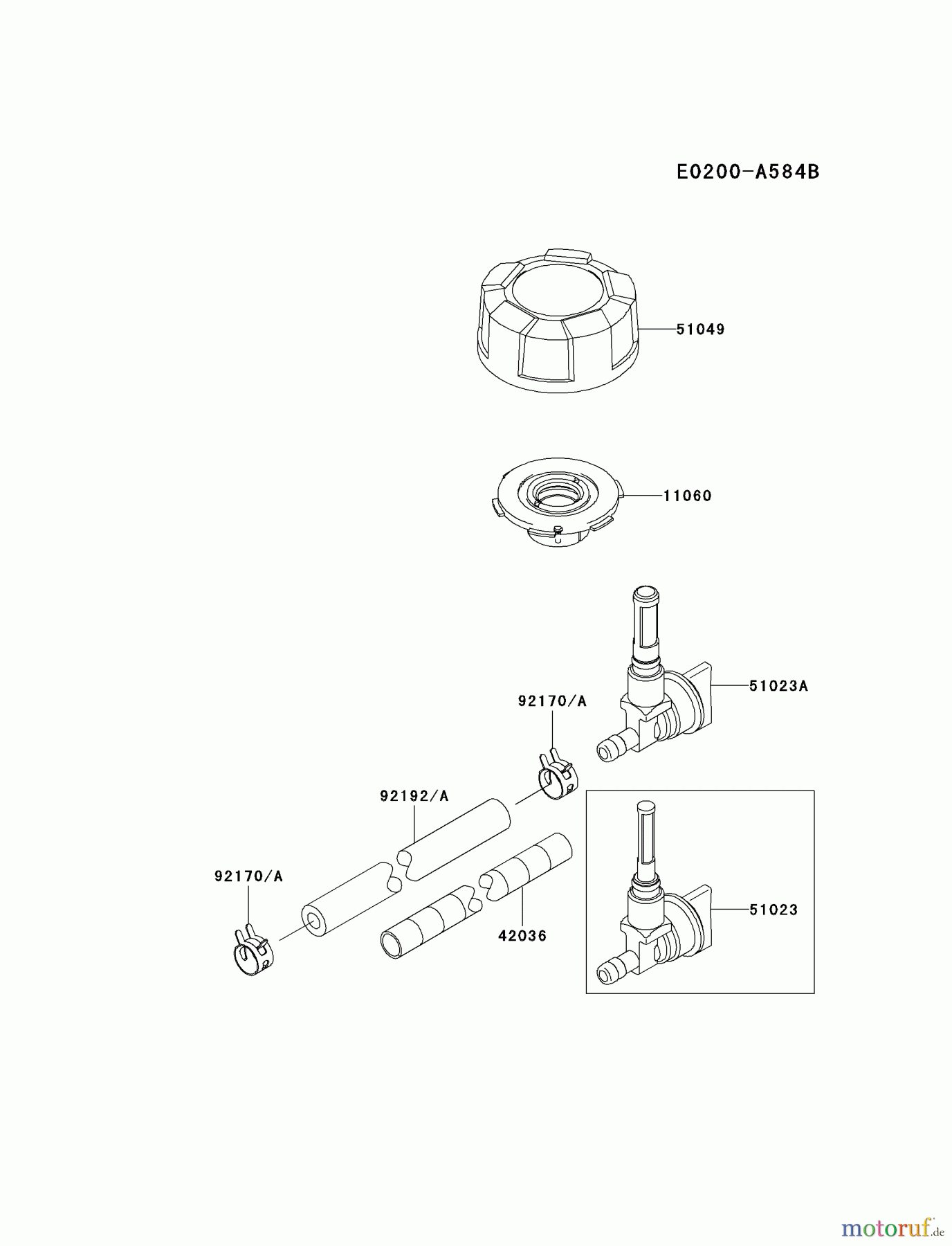  Kawasaki Motoren Motoren Vertikal FH641V - DS25 bis FS481V - BS13 FJ180V-AS25 - Kawasaki FJ180V 4-Stroke Engine FUEL-TANK/FUEL-VALVE