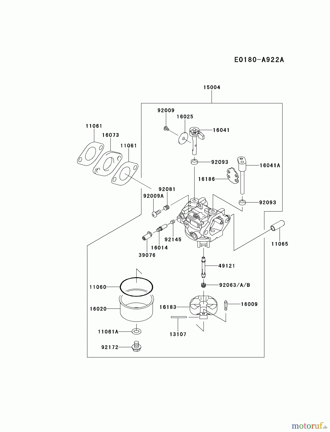  Kawasaki Motoren Motoren Vertikal FH641V - DS25 bis FS481V - BS13 FJ180V-BM08 - Kawasaki FJ180V 4-Stroke Engine CARBURETOR