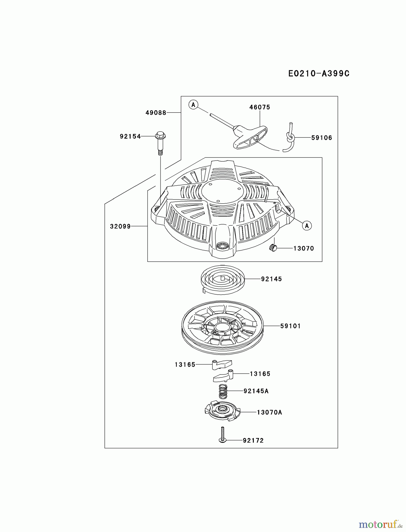  Kawasaki Motoren Motoren Vertikal FH641V - DS25 bis FS481V - BS13 FJ180V-AM07 - Kawasaki FJ180V 4-Stroke Engine STARTER