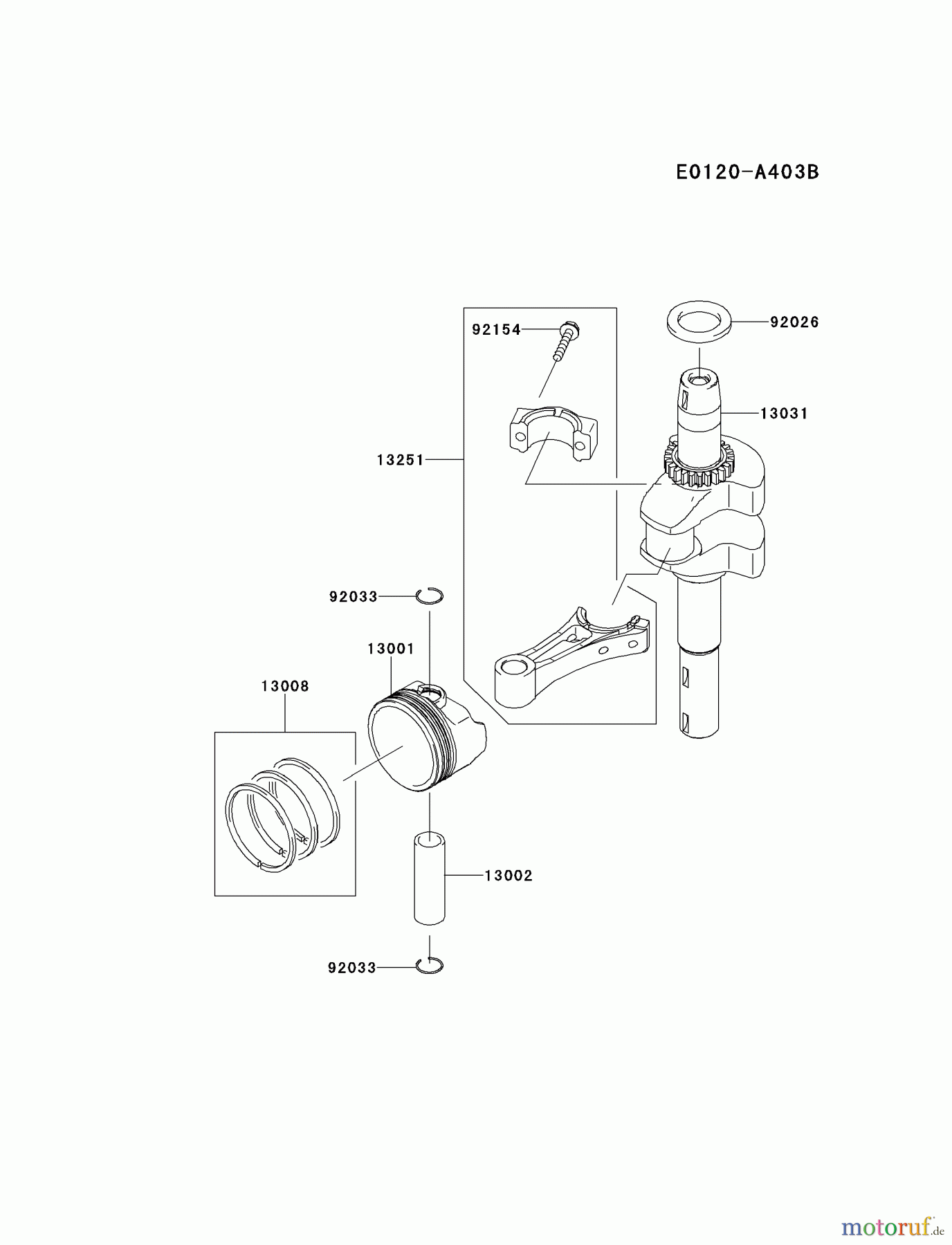  Kawasaki Motoren Motoren Vertikal FH641V - DS25 bis FS481V - BS13 FJ180V-BM13 - Kawasaki FJ180V 4-Stroke Engine PISTON/CRANKSHAFT