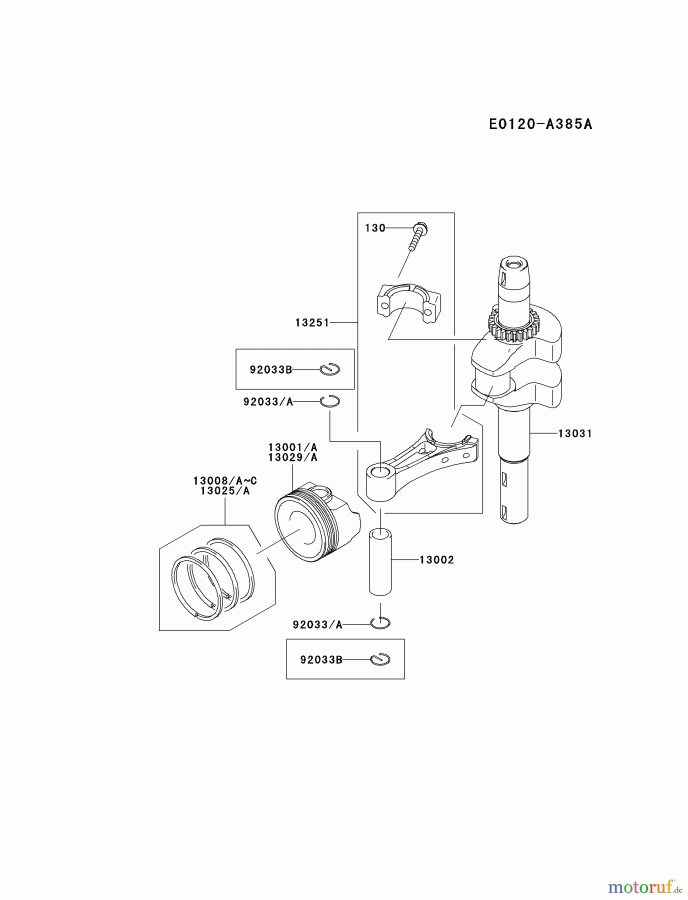  Kawasaki Motoren Motoren Vertikal FH641V - DS25 bis FS481V - BS13 FJ180V-BS16 - Kawasaki FJ180V 4-Stroke Engine PISTON/CRANKSHAFT