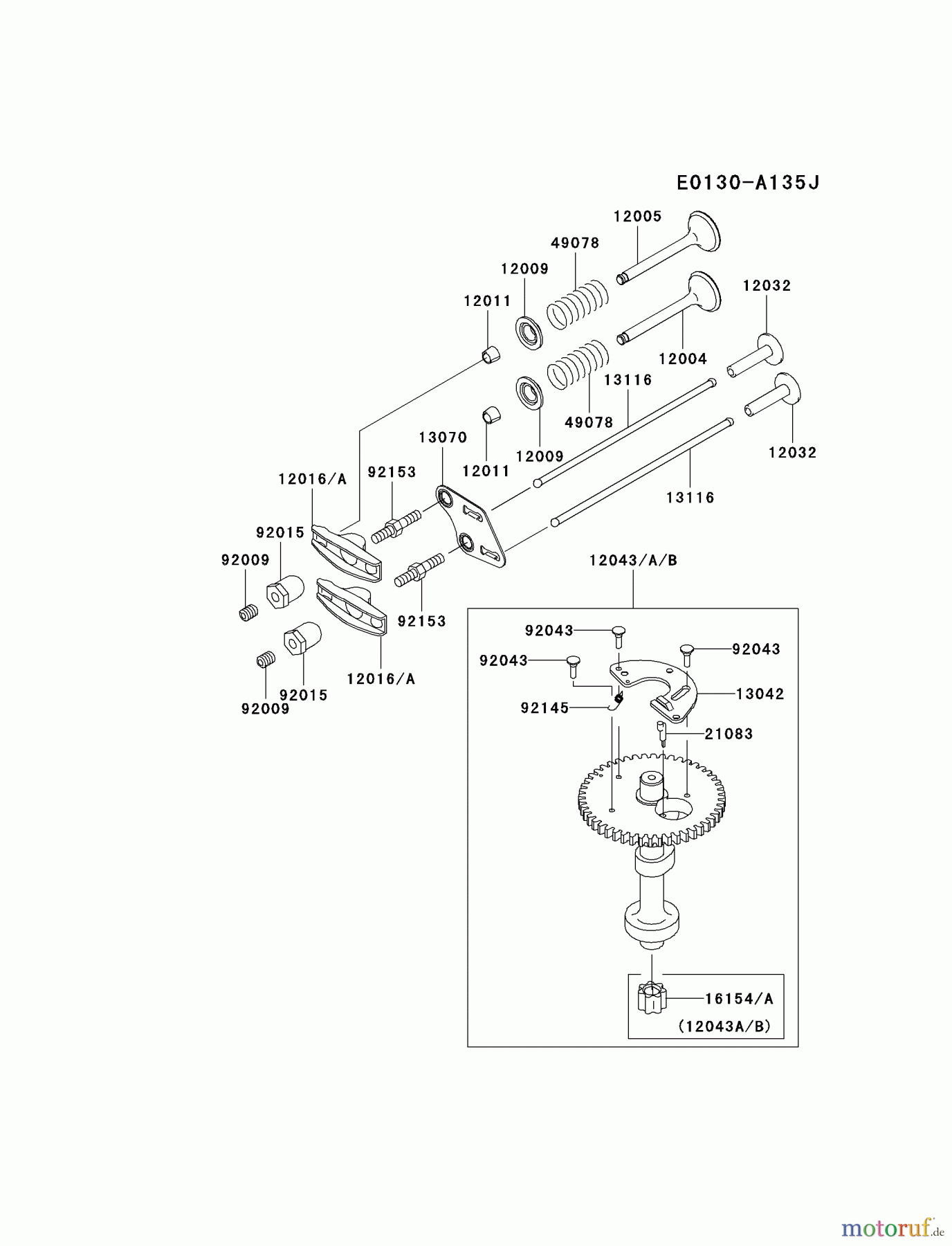  Kawasaki Motoren Motoren Vertikal FH641V - DS25 bis FS481V - BS13 FJ180V-BS19 - Kawasaki FJ180V 4-Stroke Engine VALVE/CAMSHAFT