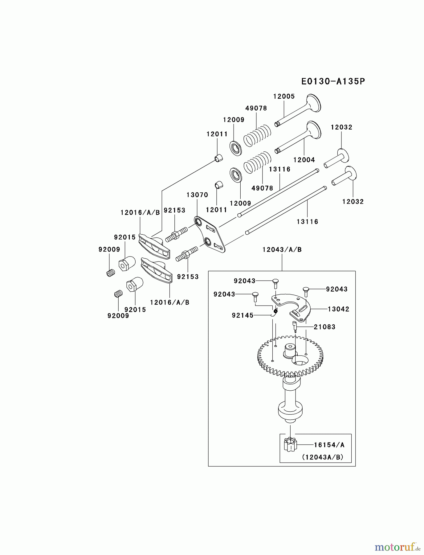  Kawasaki Motoren Motoren Vertikal FH641V - DS25 bis FS481V - BS13 FJ180V-BS20 - Kawasaki FJ180V 4-Stroke Engine VALVE/CAMSHAFT