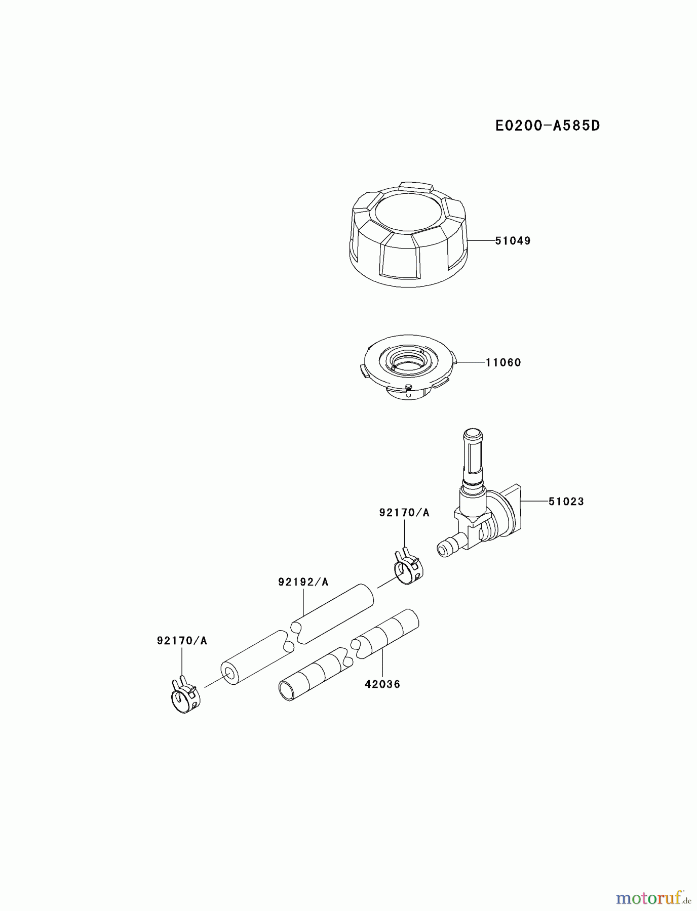  Kawasaki Motoren Motoren Vertikal FH641V - DS25 bis FS481V - BS13 FJ180V-BS26 - Kawasaki FJ180V 4-Stroke Engine FUEL-TANK/FUEL-VALVE