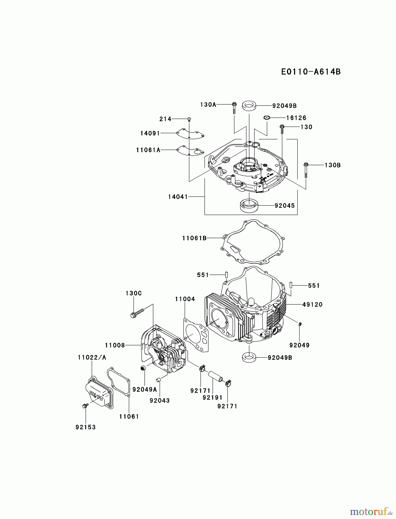  Kawasaki Motoren Motoren Vertikal FH641V - DS25 bis FS481V - BS13 FJ180V-AS33 - Kawasaki FJ180V 4-Stroke Engine CYLINDER/CRANKCASE