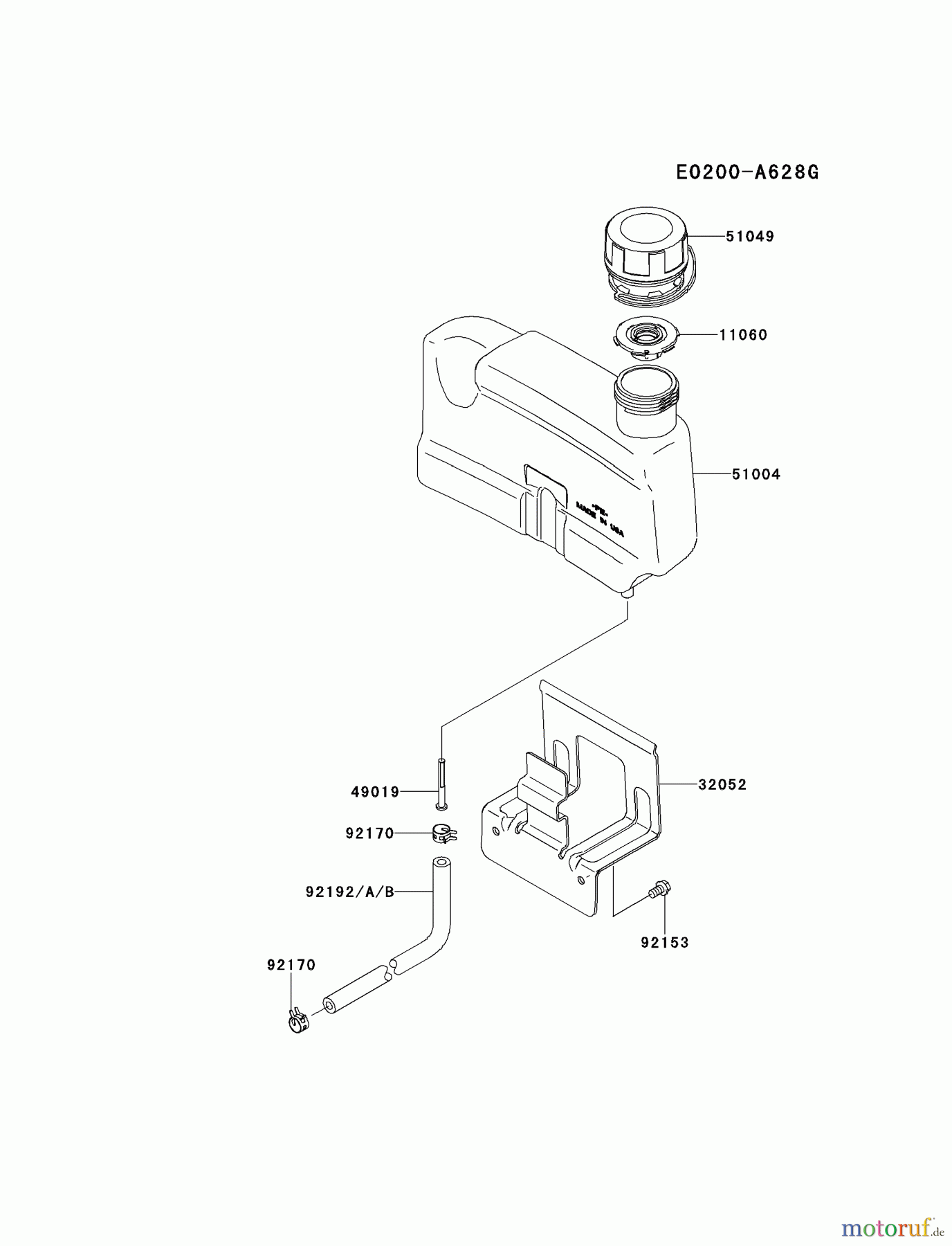  Kawasaki Motoren Motoren Vertikal FH641V - DS25 bis FS481V - BS13 FJ180V-AS33 - Kawasaki FJ180V 4-Stroke Engine FUEL-TANK/FUEL-VALVE