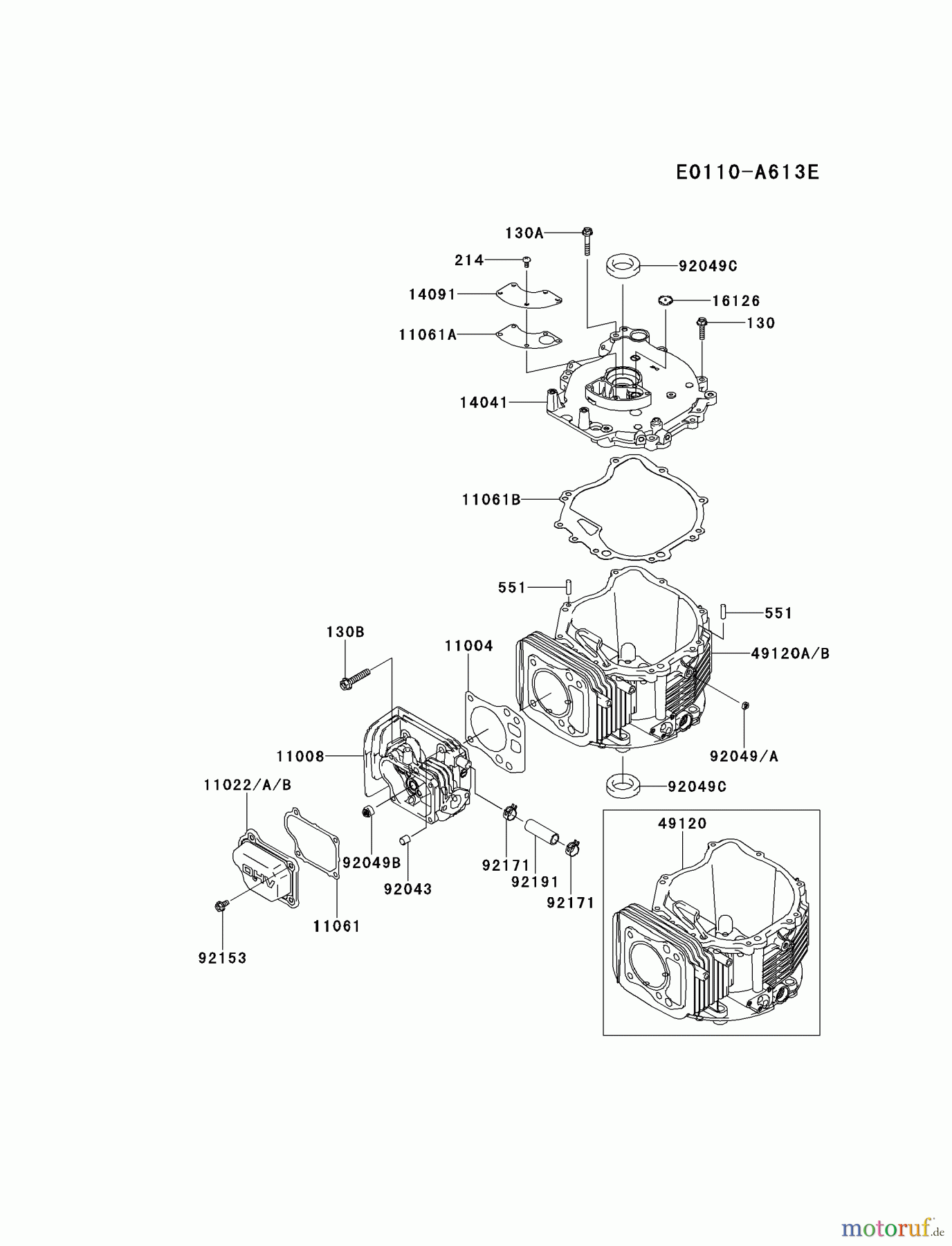  Kawasaki Motoren Motoren Vertikal FH641V - DS25 bis FS481V - BS13 FJ180V-BS34 - Kawasaki FJ180V 4-Stroke Engine CYLINDER/CRANKCASE