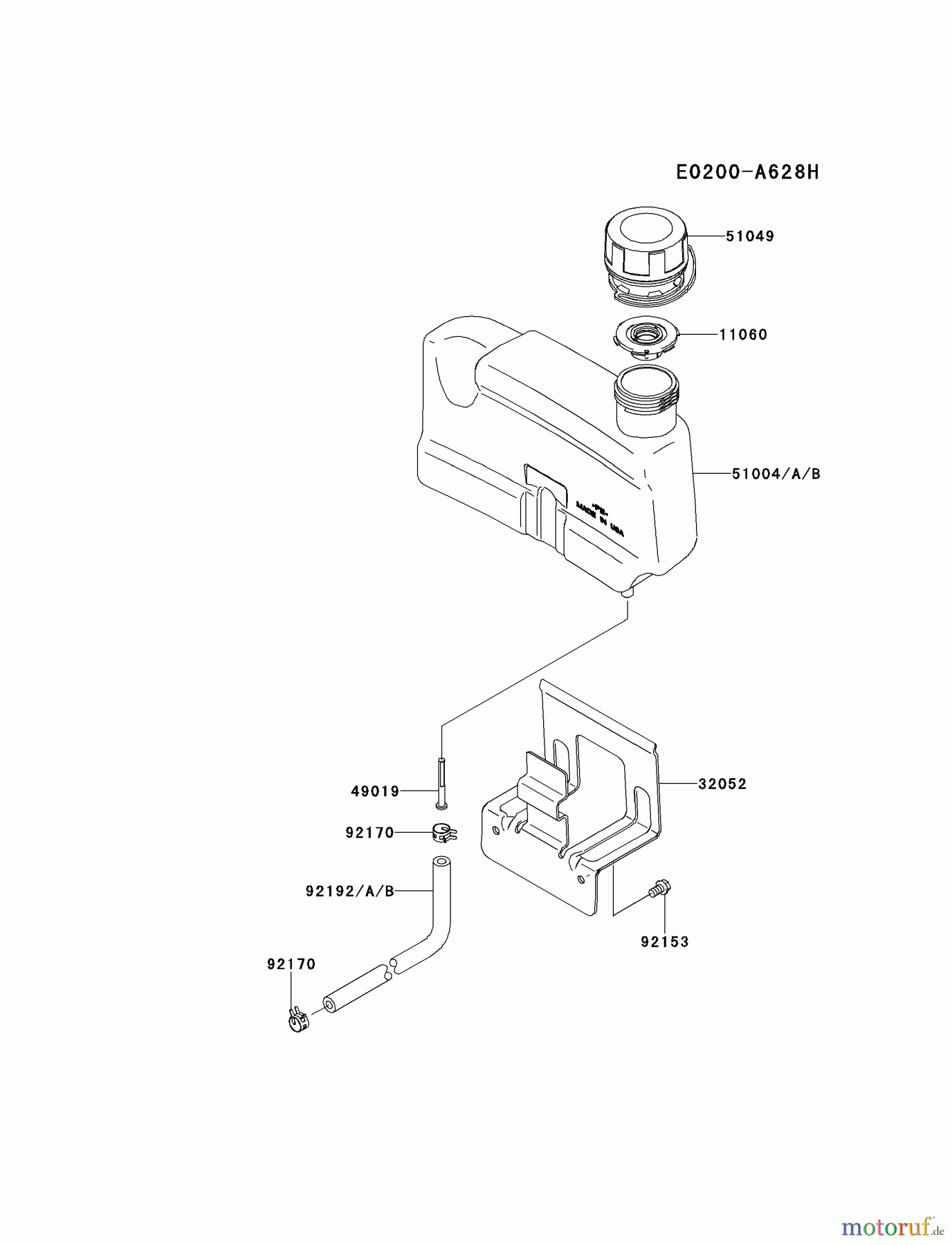  Kawasaki Motoren Motoren Vertikal FH641V - DS25 bis FS481V - BS13 FJ180V-BS34 - Kawasaki FJ180V 4-Stroke Engine FUEL-TANK/FUEL-VALVE