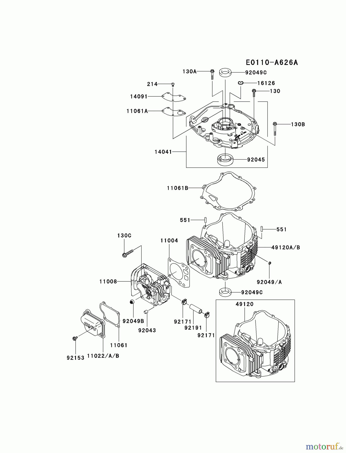  Kawasaki Motoren Motoren Vertikal FH641V - DS25 bis FS481V - BS13 FJ180V-BS39 - Kawasaki FJ180V 4-Stroke Engine CYLINDER/CRANKCASE