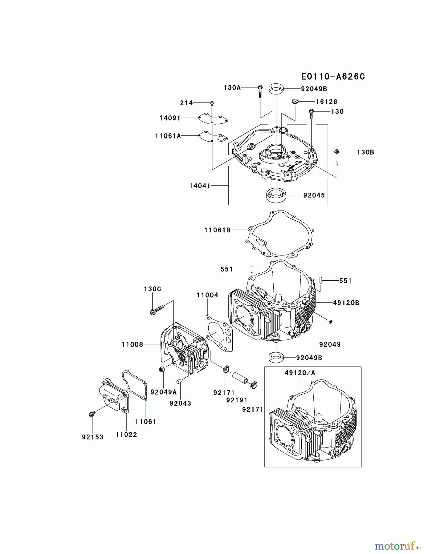  Kawasaki Motoren Motoren Vertikal FH641V - DS25 bis FS481V - BS13 FJ180V-BS40 - Kawasaki FJ180V 4-Stroke Engine CYLINDER/CRANKCASE