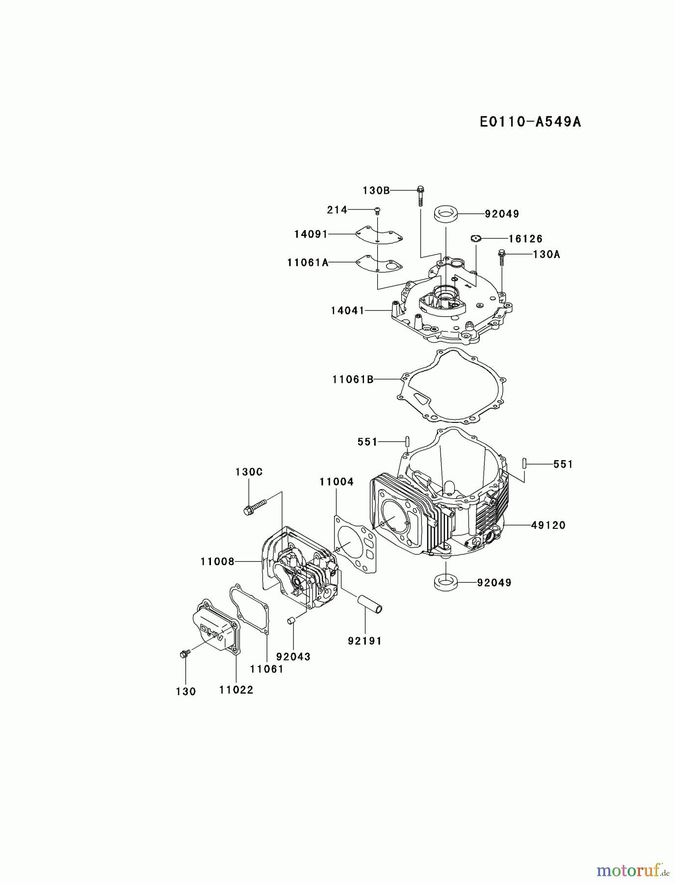  Kawasaki Motoren Motoren Vertikal FH641V - DS25 bis FS481V - BS13 FJ180V-BS17 - Kawasaki FJ180V 4-Stroke Engine CYLINDER/CRANKCASE