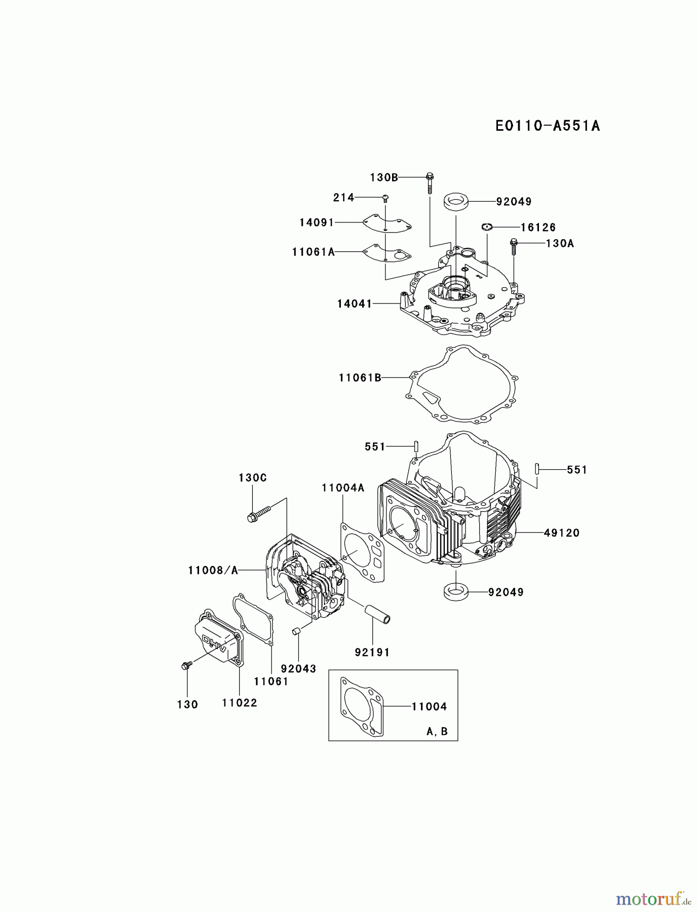  Kawasaki Motoren Motoren Vertikal FH641V - DS25 bis FS481V - BS13 FJ180V-CS05 - Kawasaki FJ180V 4-Stroke Engine CYLINDER/CRANKCASE