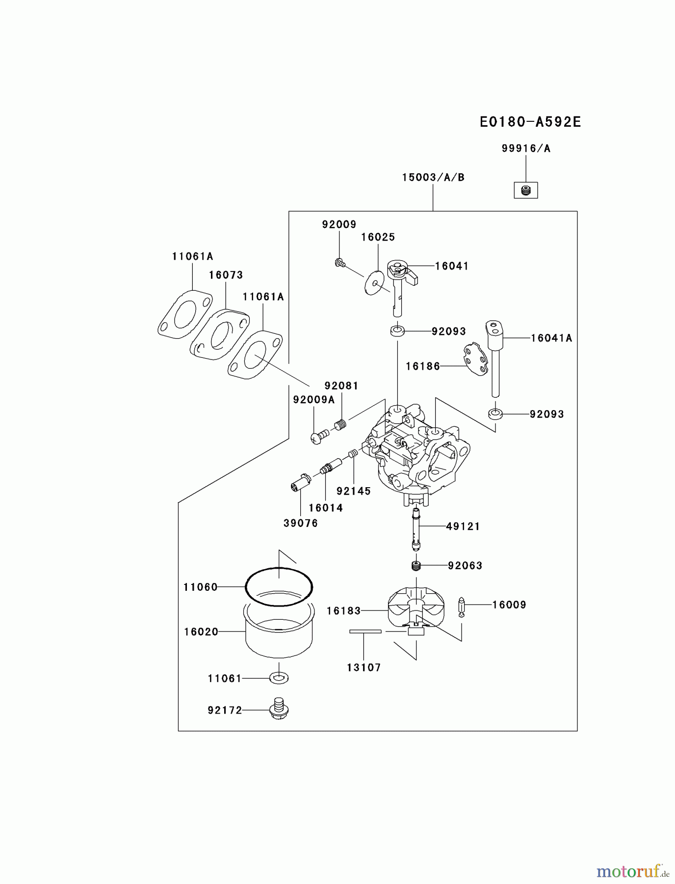  Kawasaki Motoren Motoren Vertikal FH641V - DS25 bis FS481V - BS13 FJ180V-BS09 - Kawasaki FJ180V 4-Stroke Engine CARBURETOR