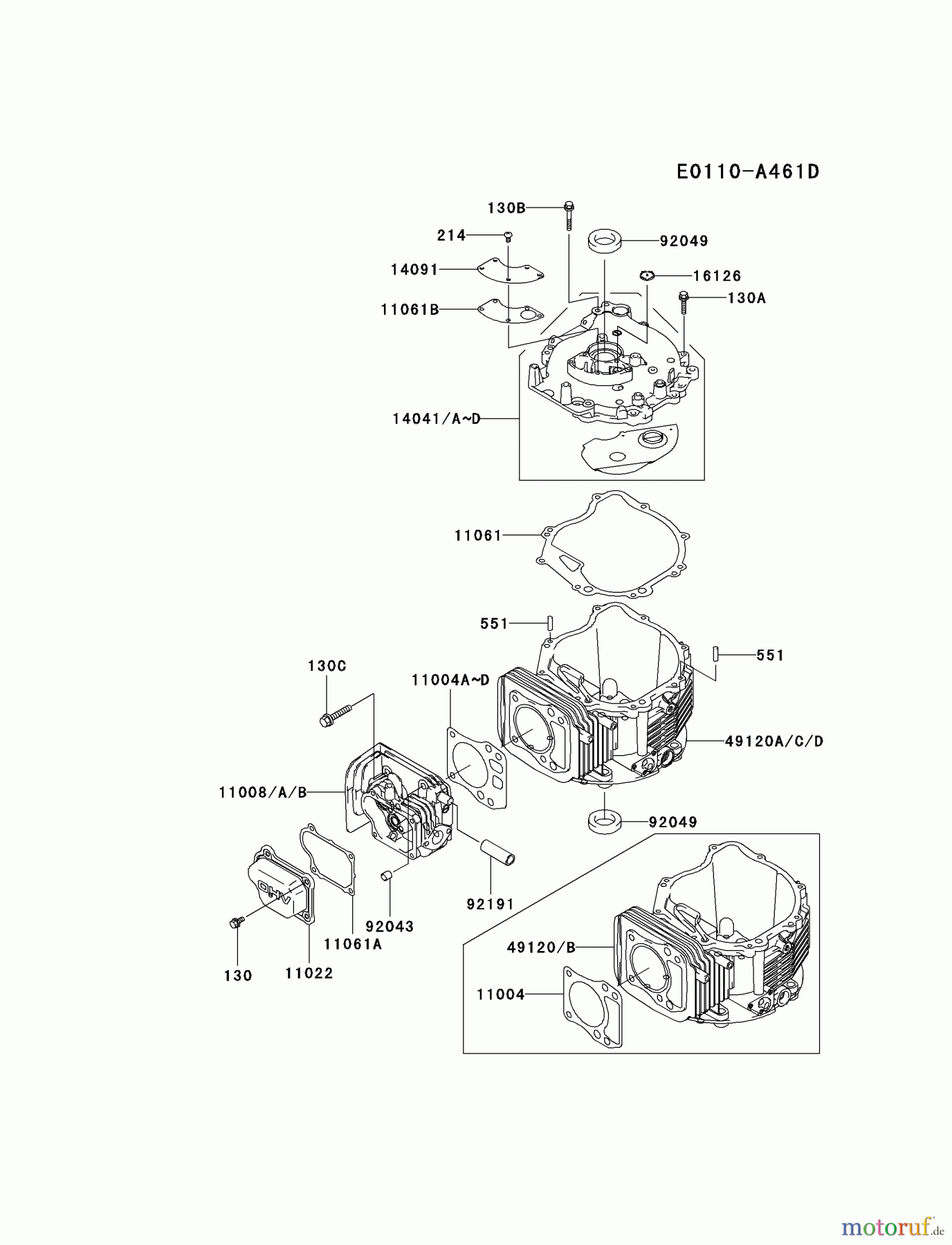  Kawasaki Motoren Motoren Vertikal FH641V - DS25 bis FS481V - BS13 FJ180V-BS09 - Kawasaki FJ180V 4-Stroke Engine CYLINDER/CRANKCASE