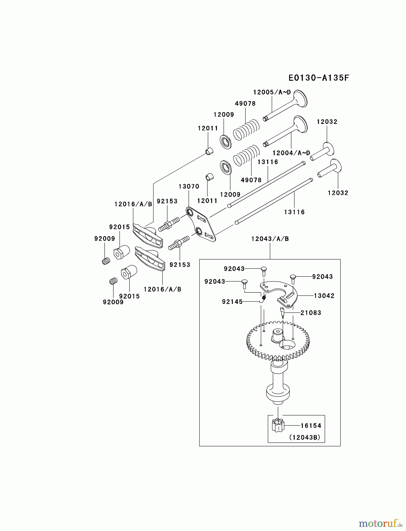  Kawasaki Motoren Motoren Vertikal FH641V - DS25 bis FS481V - BS13 FJ180V-BS09 - Kawasaki FJ180V 4-Stroke Engine VALVE/CAMSHAFT