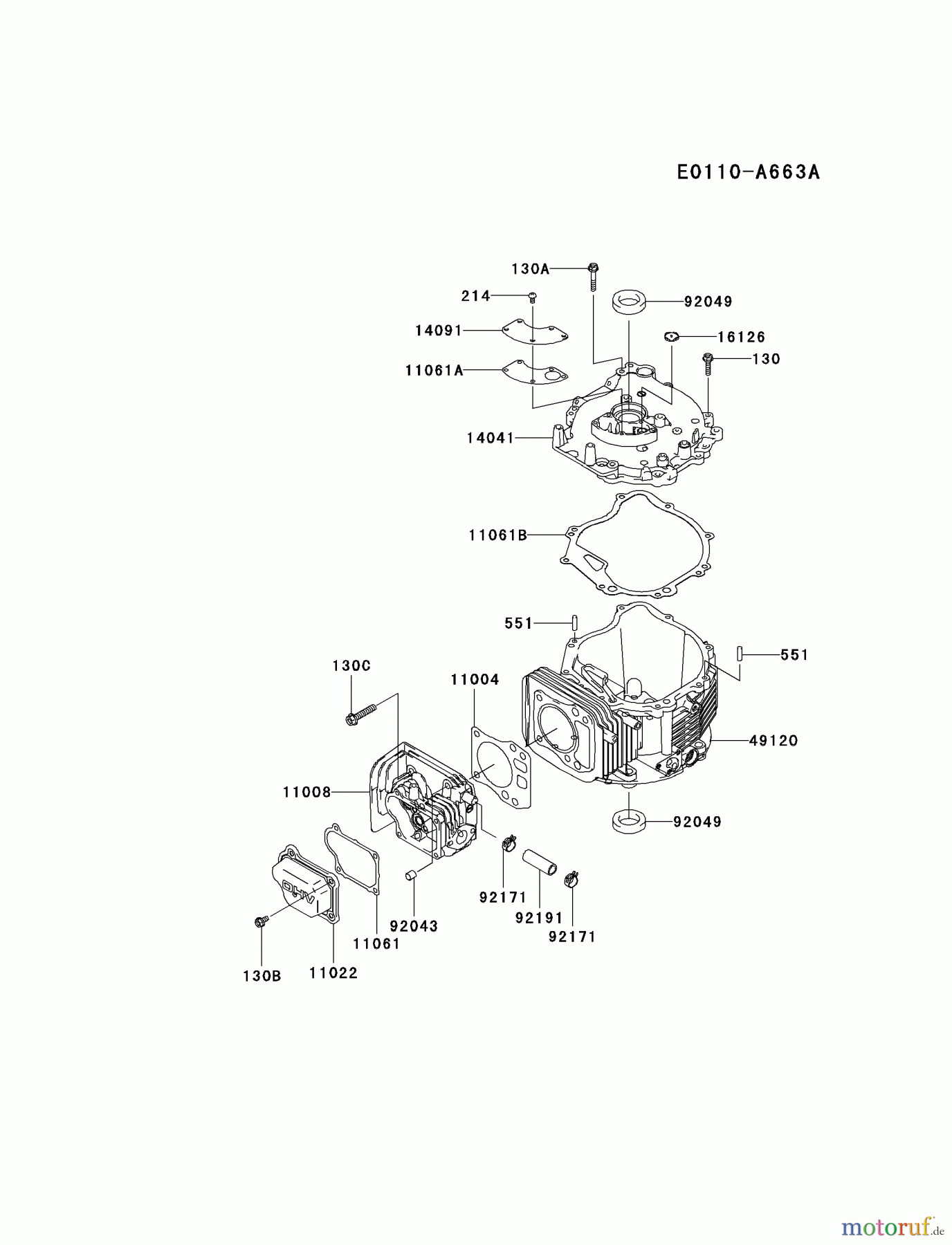  Kawasaki Motoren Motoren Vertikal FH641V - DS25 bis FS481V - BS13 FJ180V-AS13 - Kawasaki FJ180V 4-Stroke Engine CYLINDER/CRANKCASE