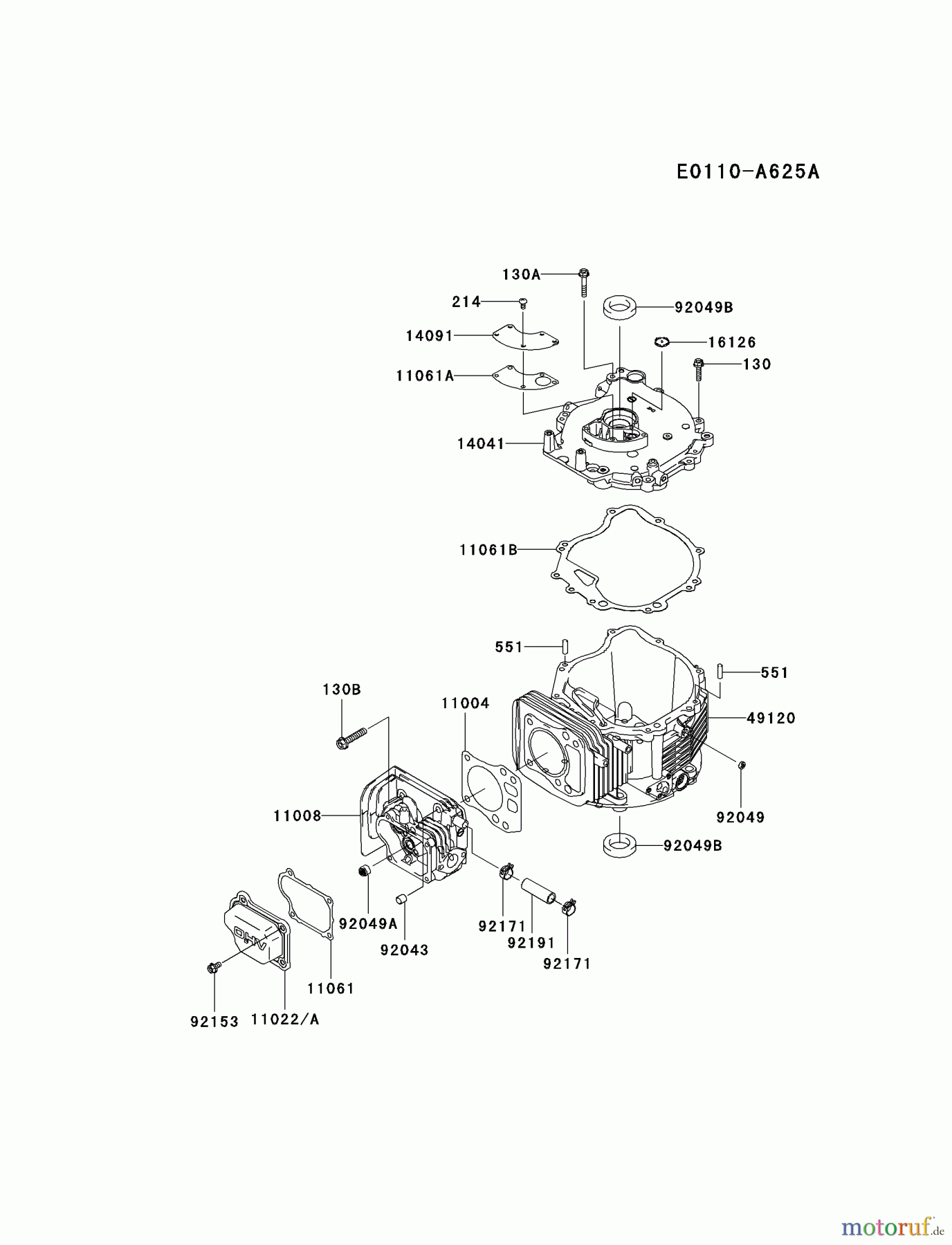  Kawasaki Motoren Motoren Vertikal FH641V - DS25 bis FS481V - BS13 FJ180V-CS18 - Kawasaki FJ180V 4-Stroke Engine CYLINDER/CRANKCASE