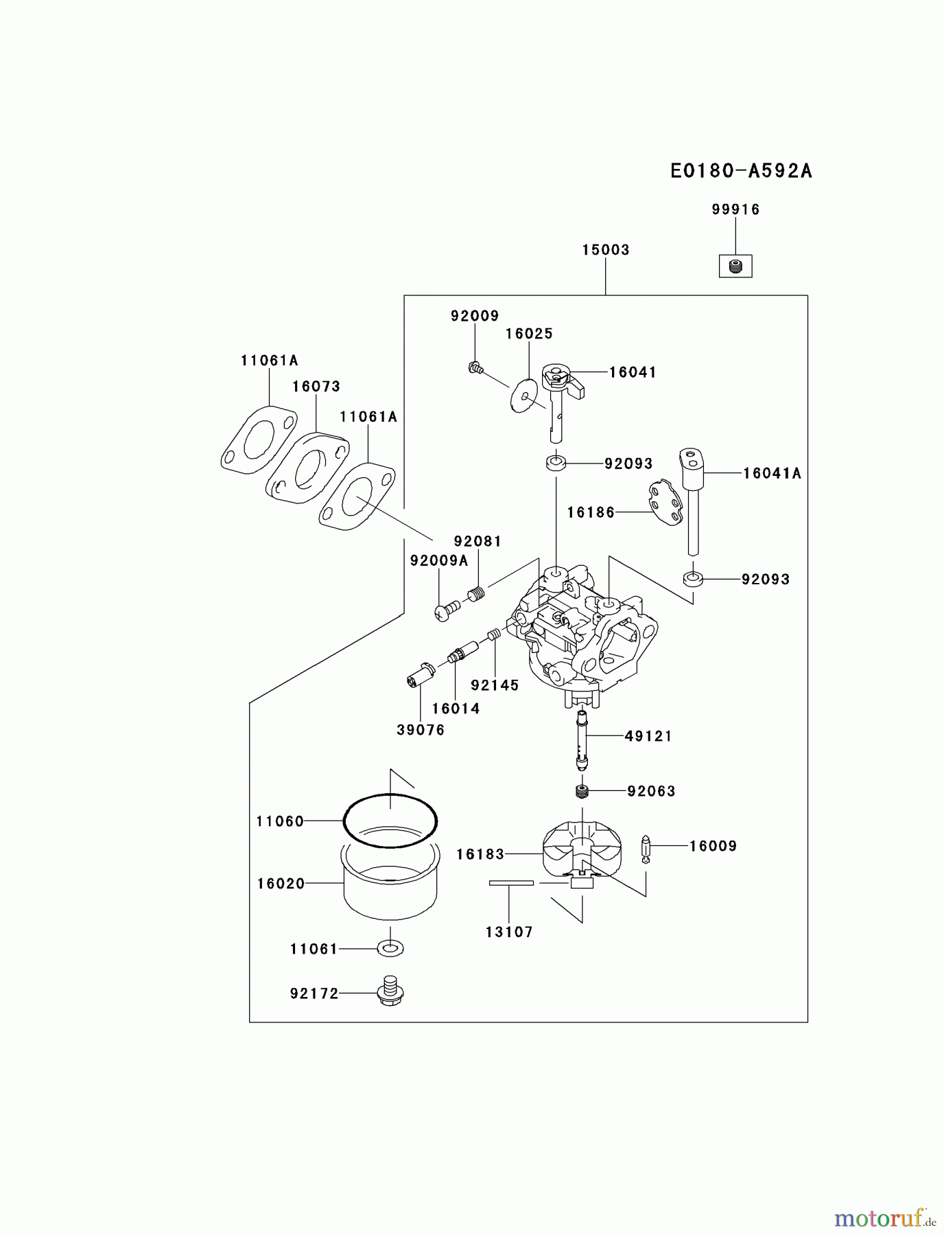  Kawasaki Motoren Motoren Vertikal FH641V - DS25 bis FS481V - BS13 FJ180V-CS23 - Kawasaki FJ180V 4-Stroke Engine CARBURETOR