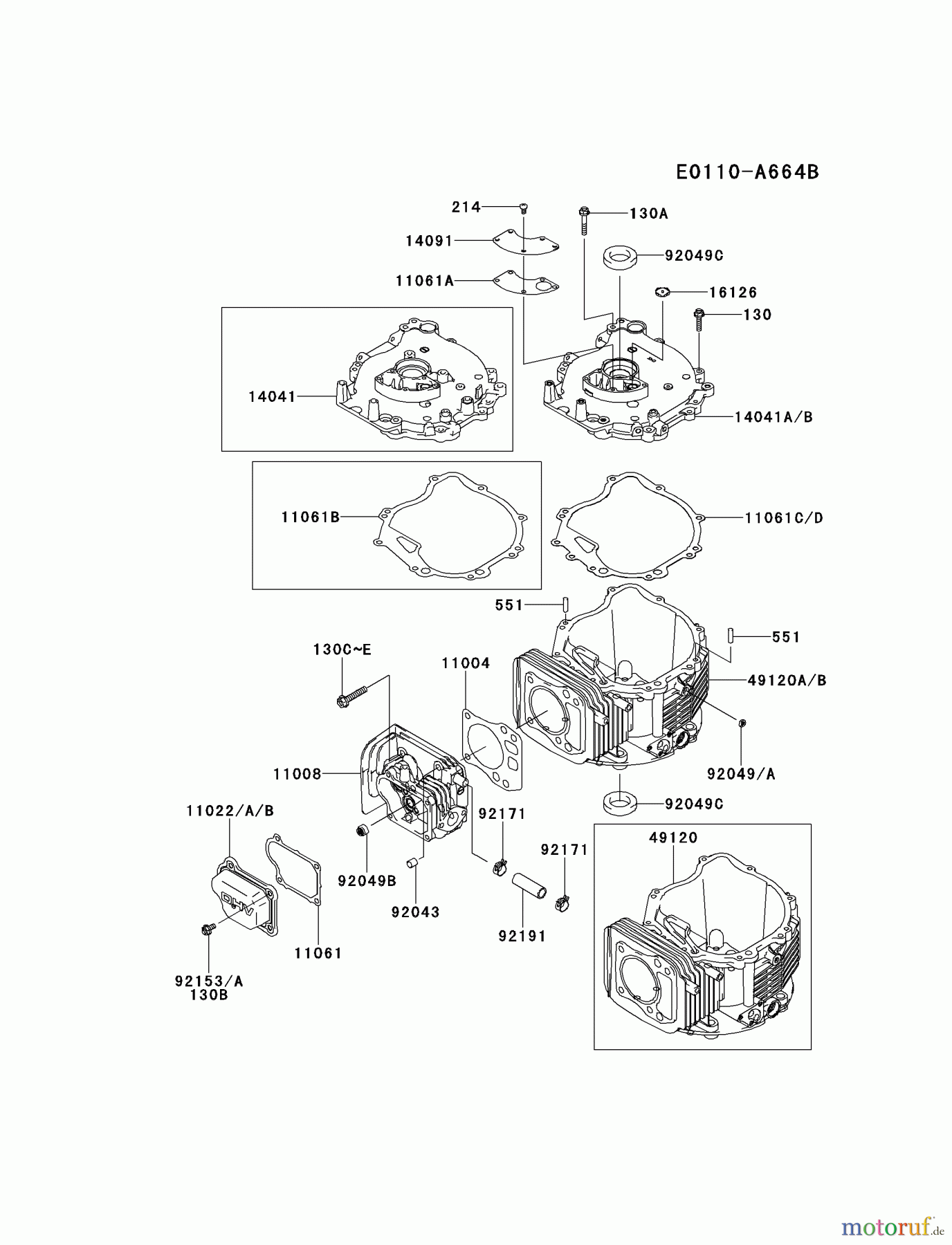  Kawasaki Motoren Motoren Vertikal FH641V - DS25 bis FS481V - BS13 FJ180V-CS23 - Kawasaki FJ180V 4-Stroke Engine CYLINDER/CRANKCASE