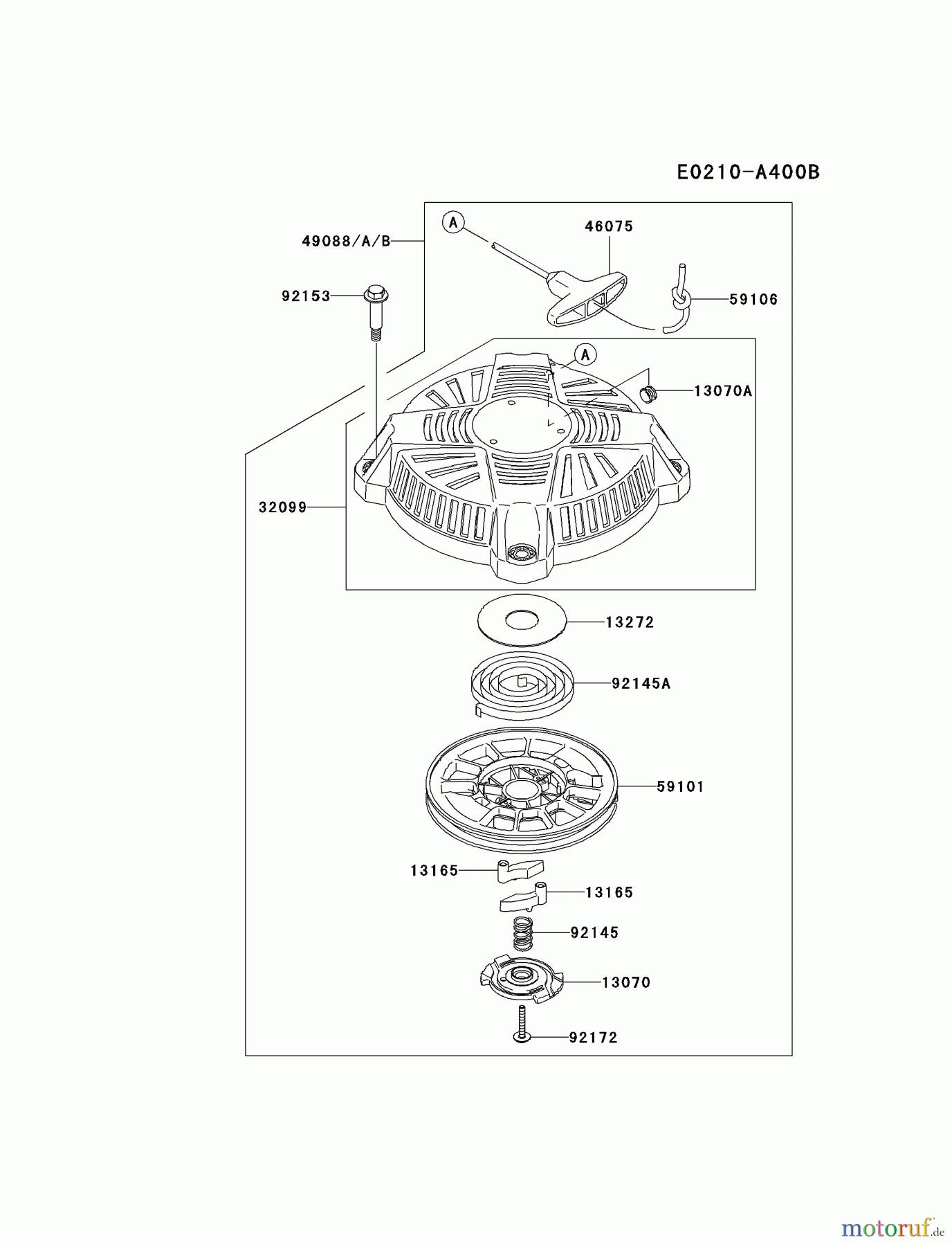  Kawasaki Motoren Motoren Vertikal FH641V - DS25 bis FS481V - BS13 FJ180V-CS31 - Kawasaki FJ180V 4-Stroke Engine STARTER