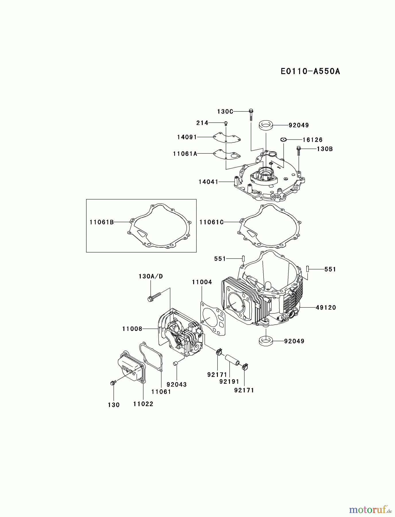  Kawasaki Motoren Motoren Vertikal FH641V - DS25 bis FS481V - BS13 FJ180V-DS00 - Kawasaki FJ180V 4-Stroke Engine CYLINDER/CRANKCASE