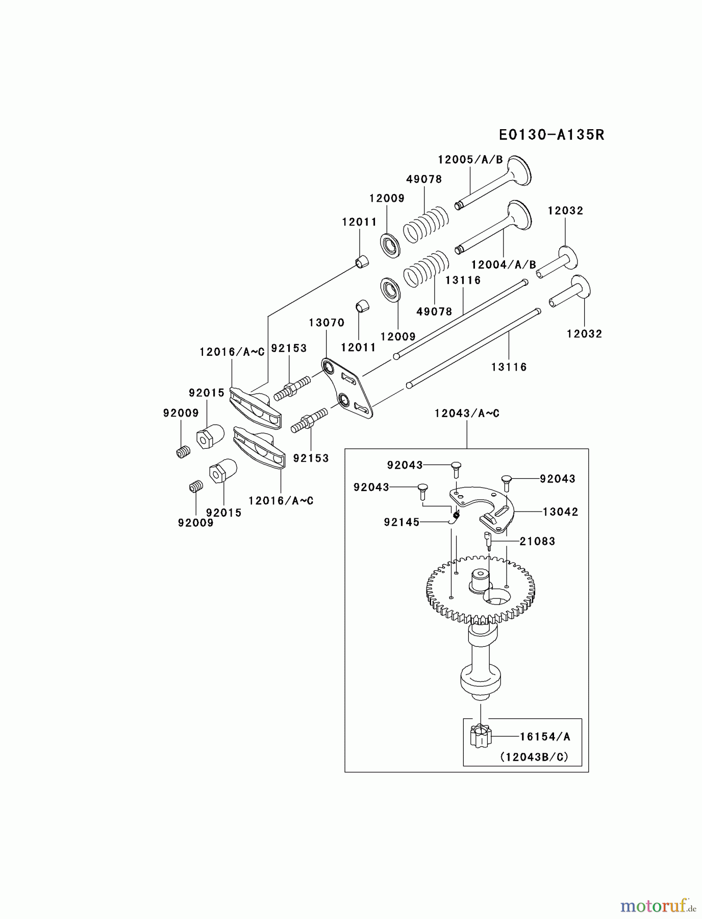  Kawasaki Motoren Motoren Vertikal FH641V - DS25 bis FS481V - BS13 FJ180V-BS14 - Kawasaki FJ180V 4-Stroke Engine VALVE/CAMSHAFT